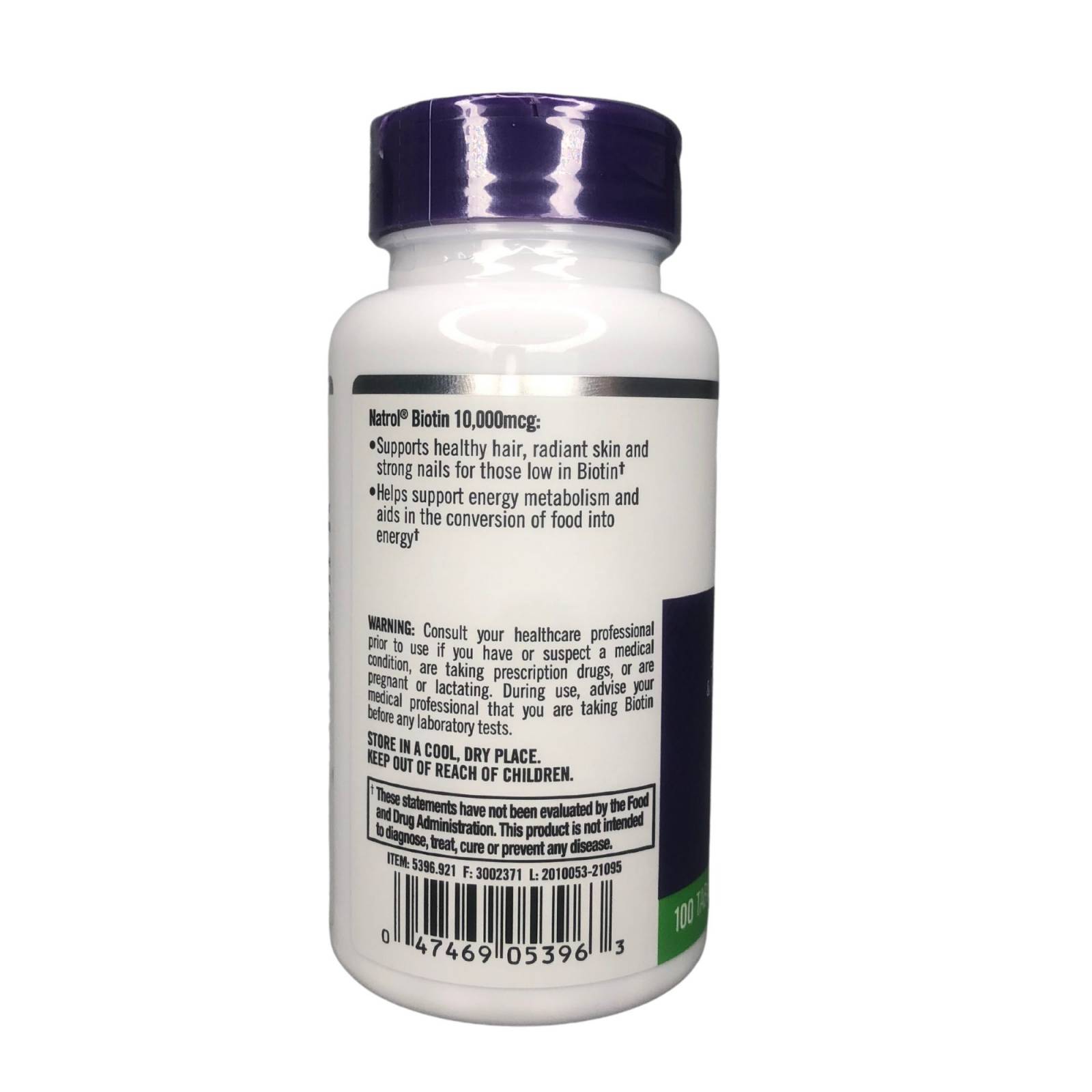 Biotina Natrol 3 Frascos 10,000 Mcg Cabello Calvicie Alopecia Uñas 100 Tabletas