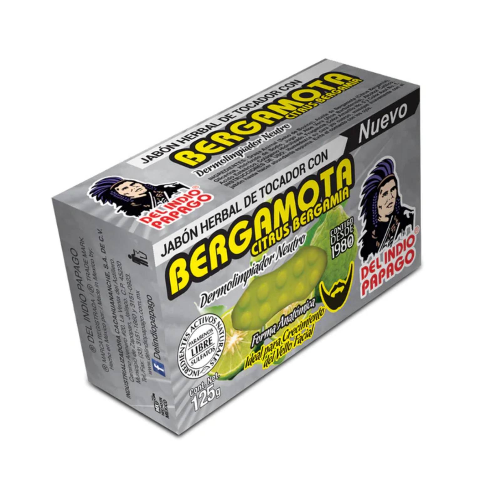 Jabón Bergamota Efectivo Para Barba, Bigote y Cuerpo, Estimula Crecimiento, Antiséptico Con Ingredientes Naturales Activos, Dermolimpiador Neutral, Con Armora Herbal.