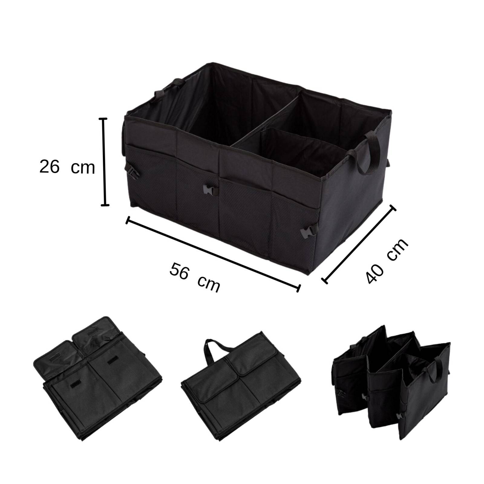 Organizador de cajuela plegable ecomlab, cesta organizadora para maletero de coche, contenedor portátil con compartimentos para gran capacidad de carga, apto para todo tipo de vehículos.