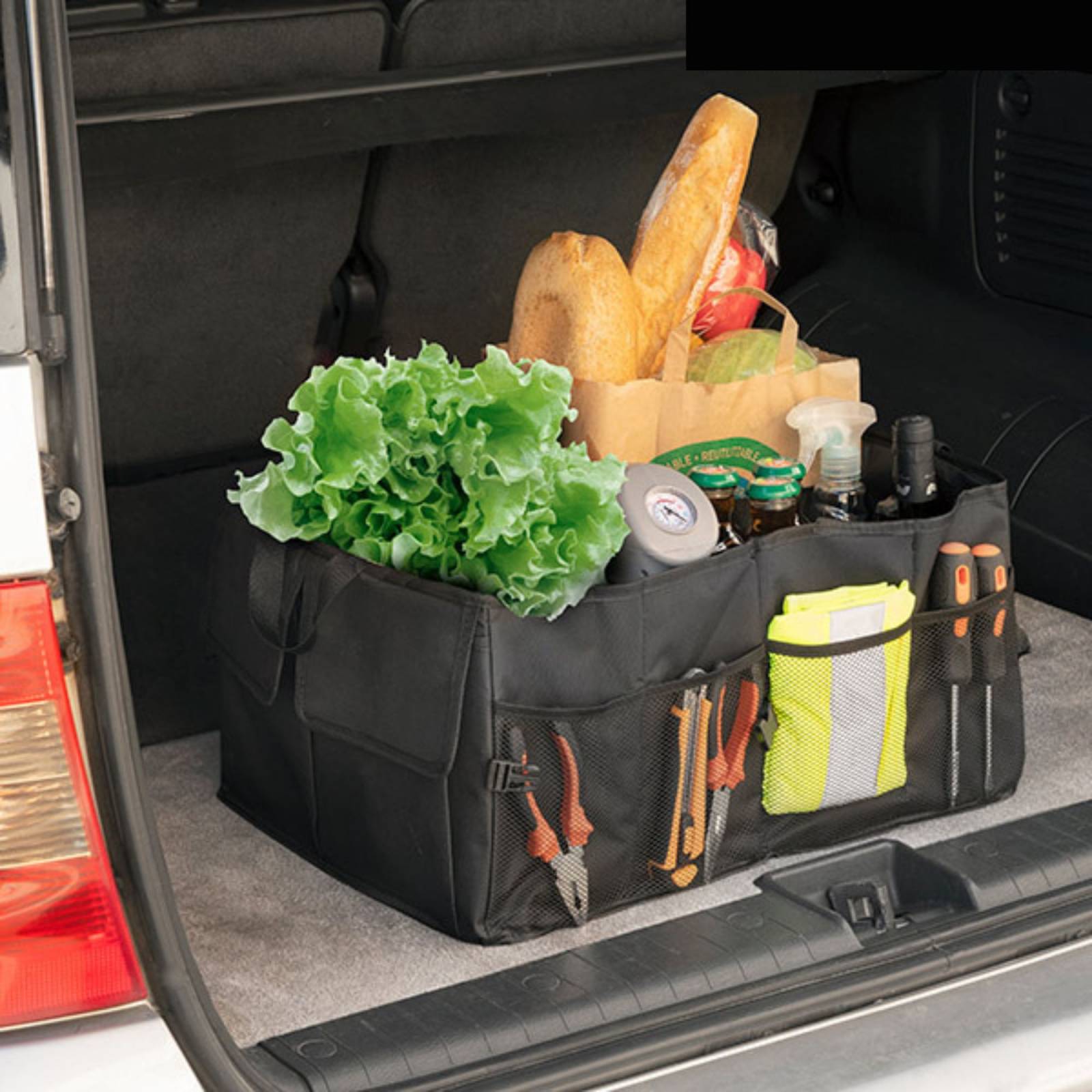 Organizador de cajuela plegable ecomlab, cesta organizadora para maletero de coche, contenedor portátil con compartimentos para gran capacidad de carga, apto para todo tipo de vehículos.