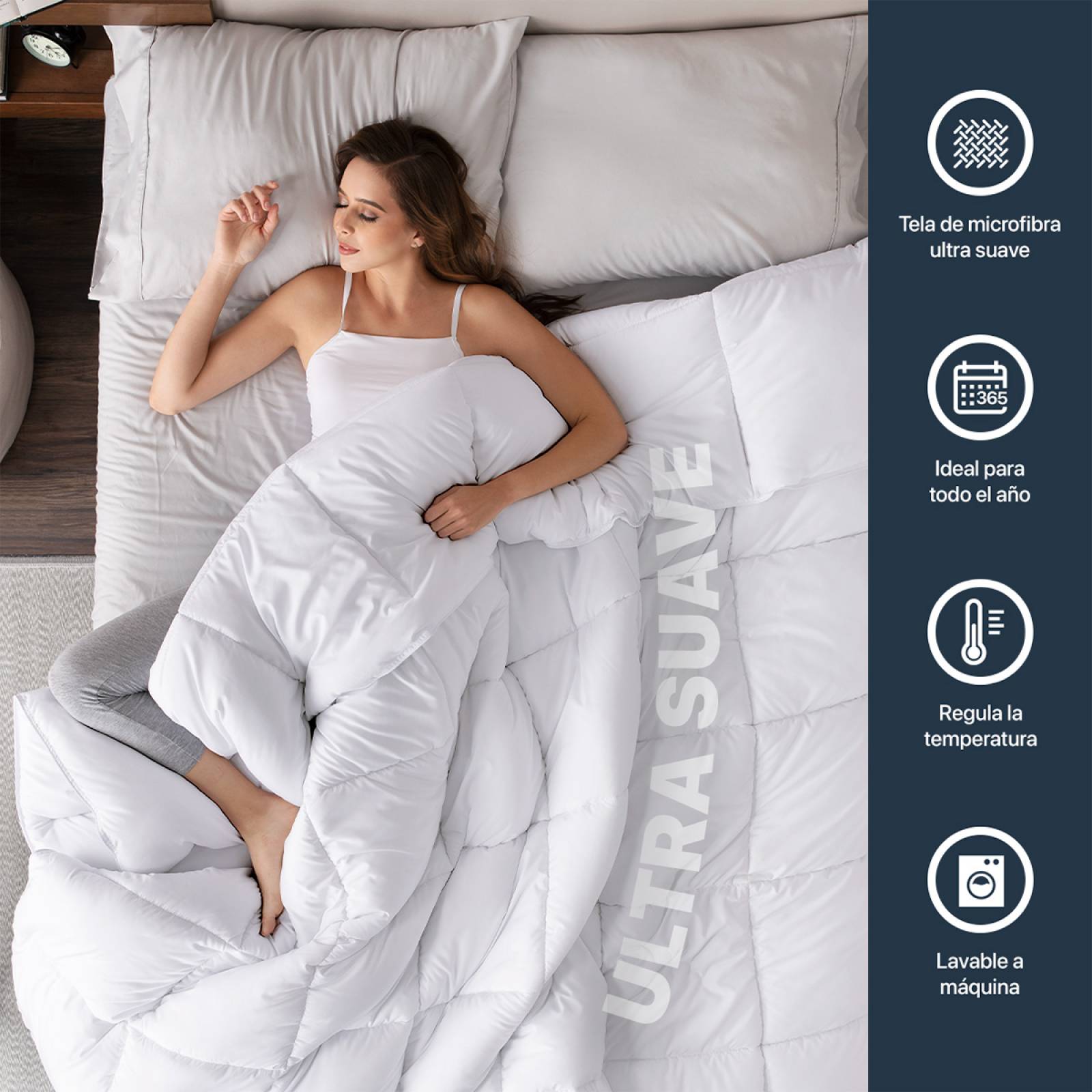 Edredón Acolchado Duvet King Size Hipoalergénico Blanco ESQUIMAL.