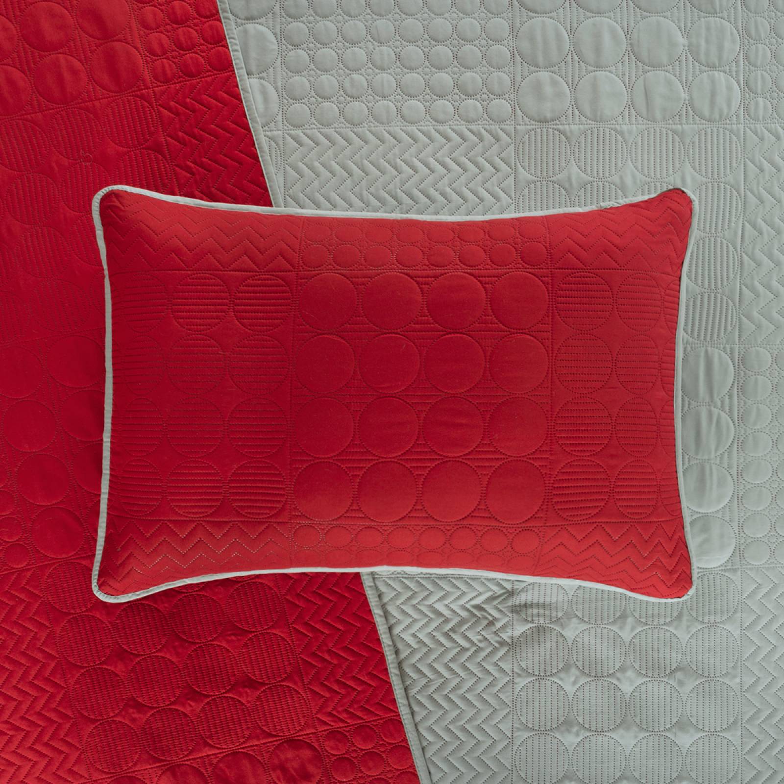 Edredón Ligero Individual Doble Vista con Funda Rojo - Gris REAL TEXTIL.