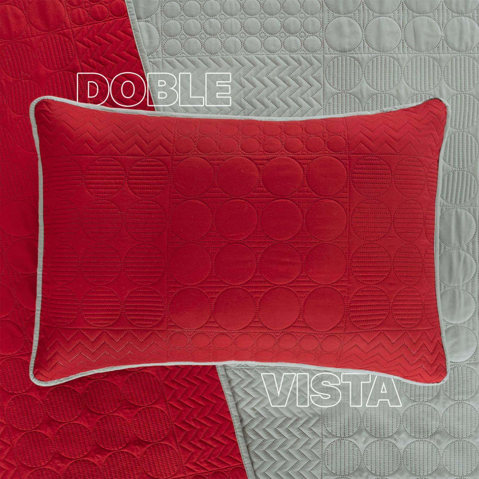 Edredón Ligero Individual Doble Vista con Funda Rojo - Gris REAL TEXTIL.