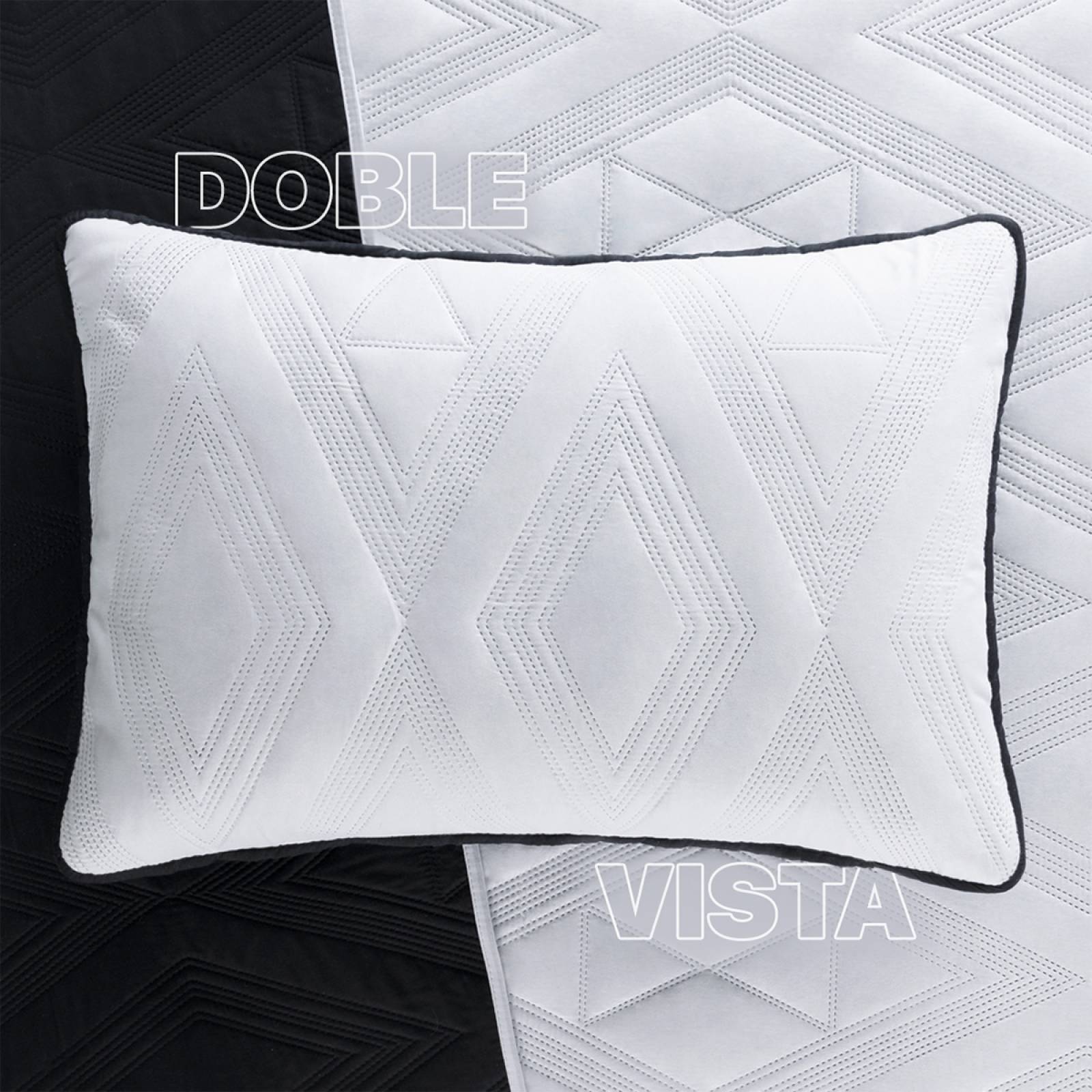 Edredón Ligero Individual Doble Vista con Funda Negro - Blanco REAL TEXTIL.