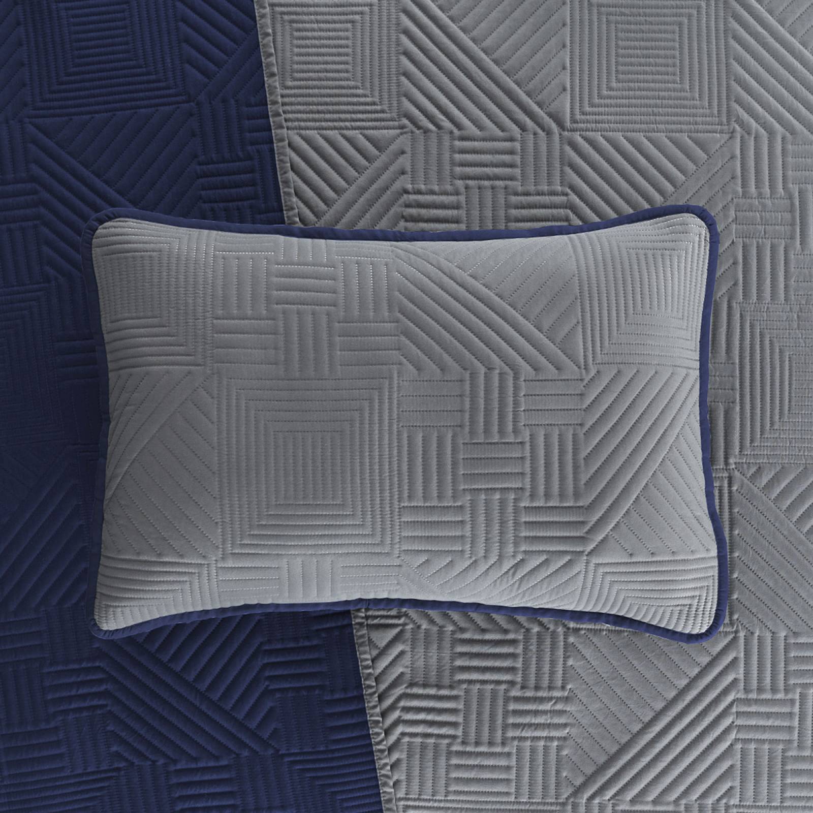 Edredón Ligero Matrimonial Doble Vista con Fundas Azul Marino - Gris Oscuro REAL TEXTIL