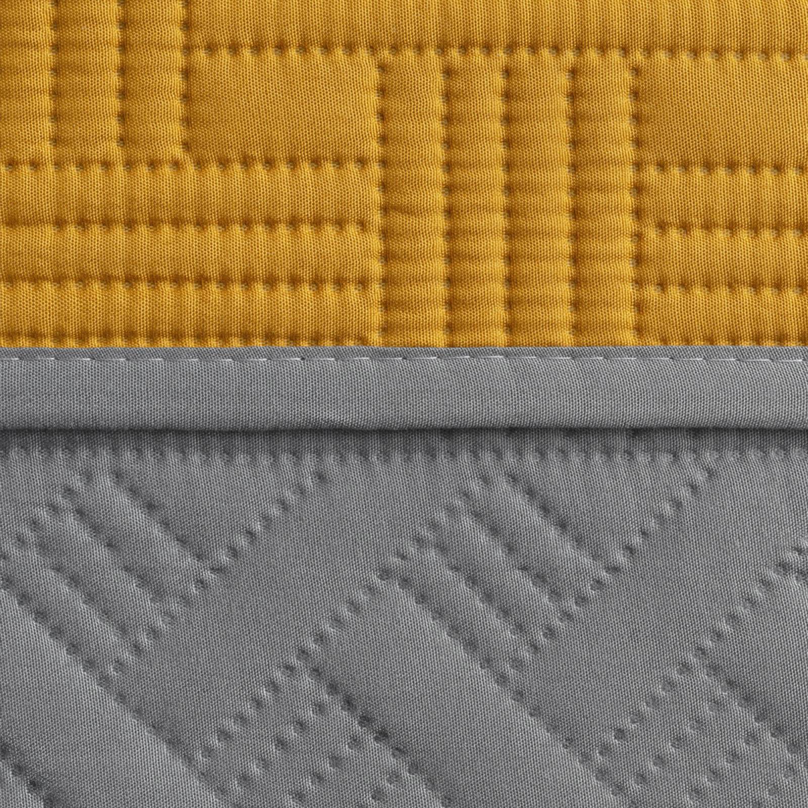 Edredón Ligero Matrimonial Doble Vista con Fundas Mostaza - Gris REAL TEXTIL.