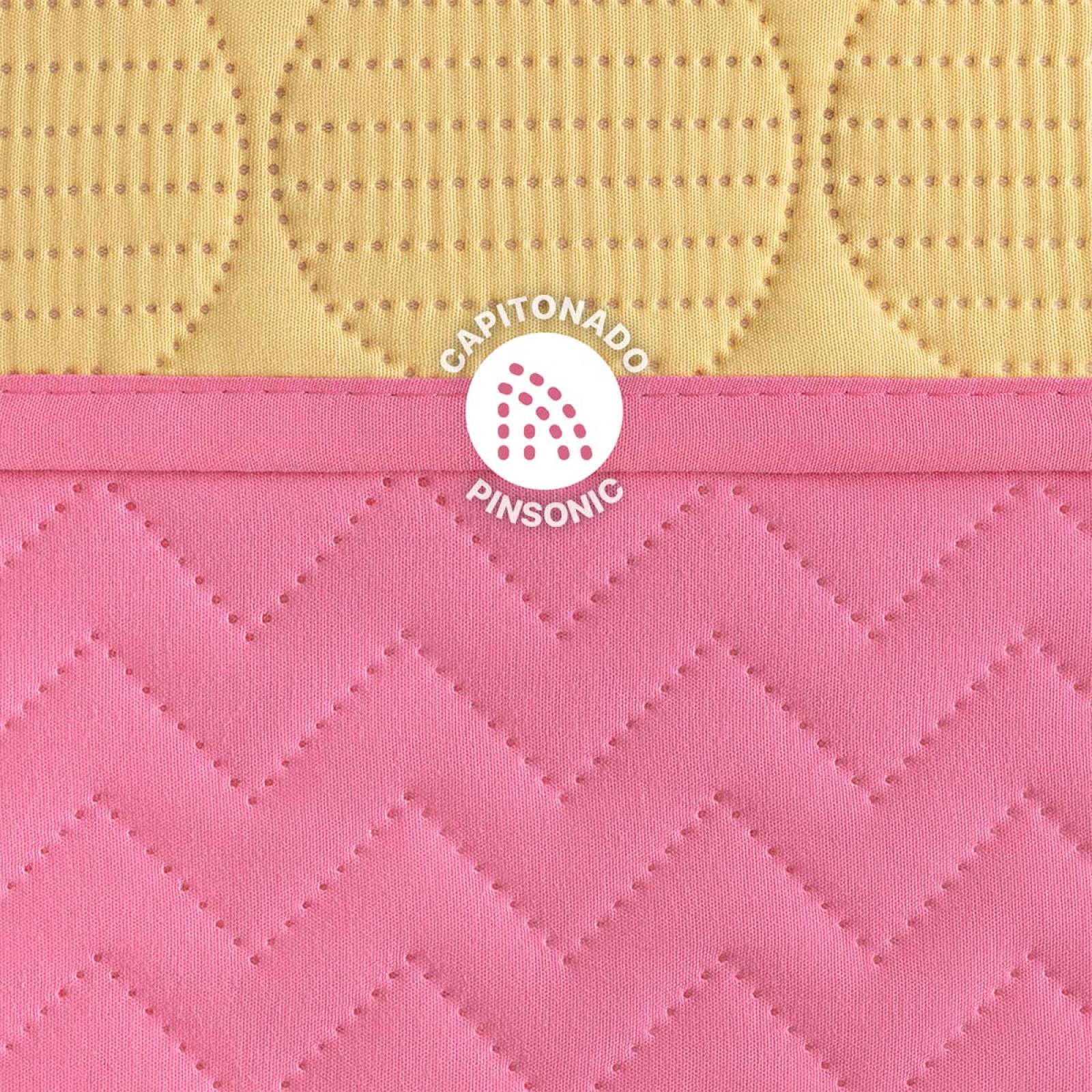 Edredón Ligero Matrimonial Doble Vista con Fundas Amarillo - Rosa REAL TEXTIL