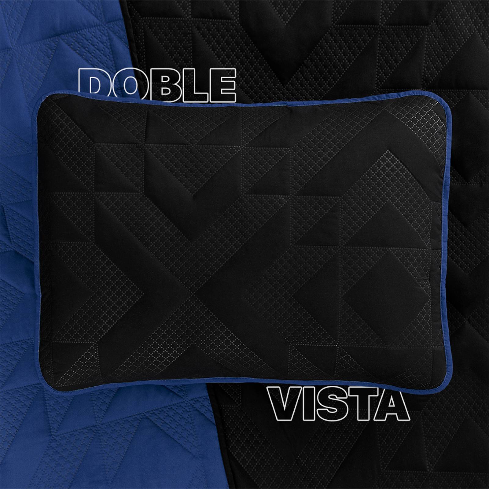 Edredón Ligero King Size Doble Vista con Fundas Azul Rey - Negro REAL TEXTIL