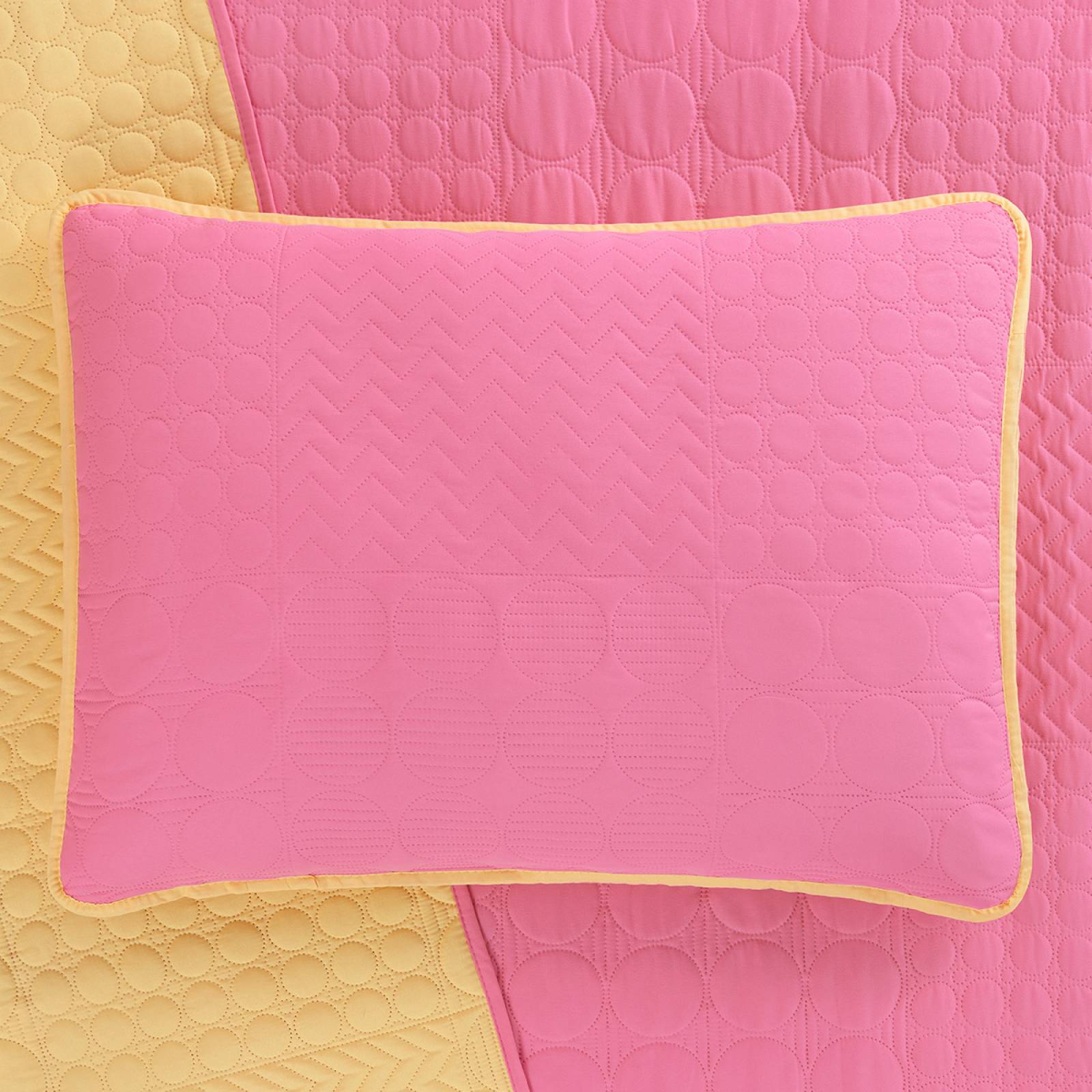 Edredón Ligero King Size Doble Vista con Fundas Amarillo - Rosa REAL TEXTIL