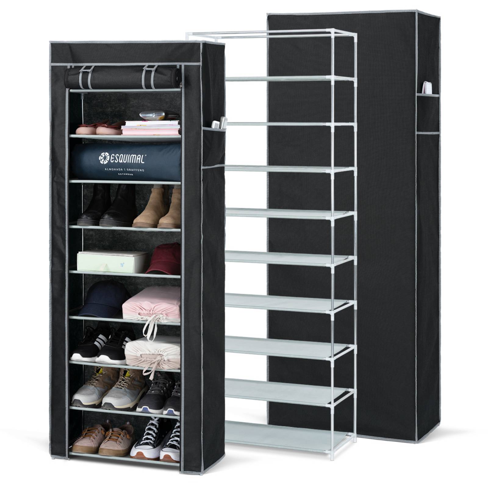 Zapatera Closet Organizador Zapatos 9 Niveles Hasta 27 Pares Negro ESQUIMAL