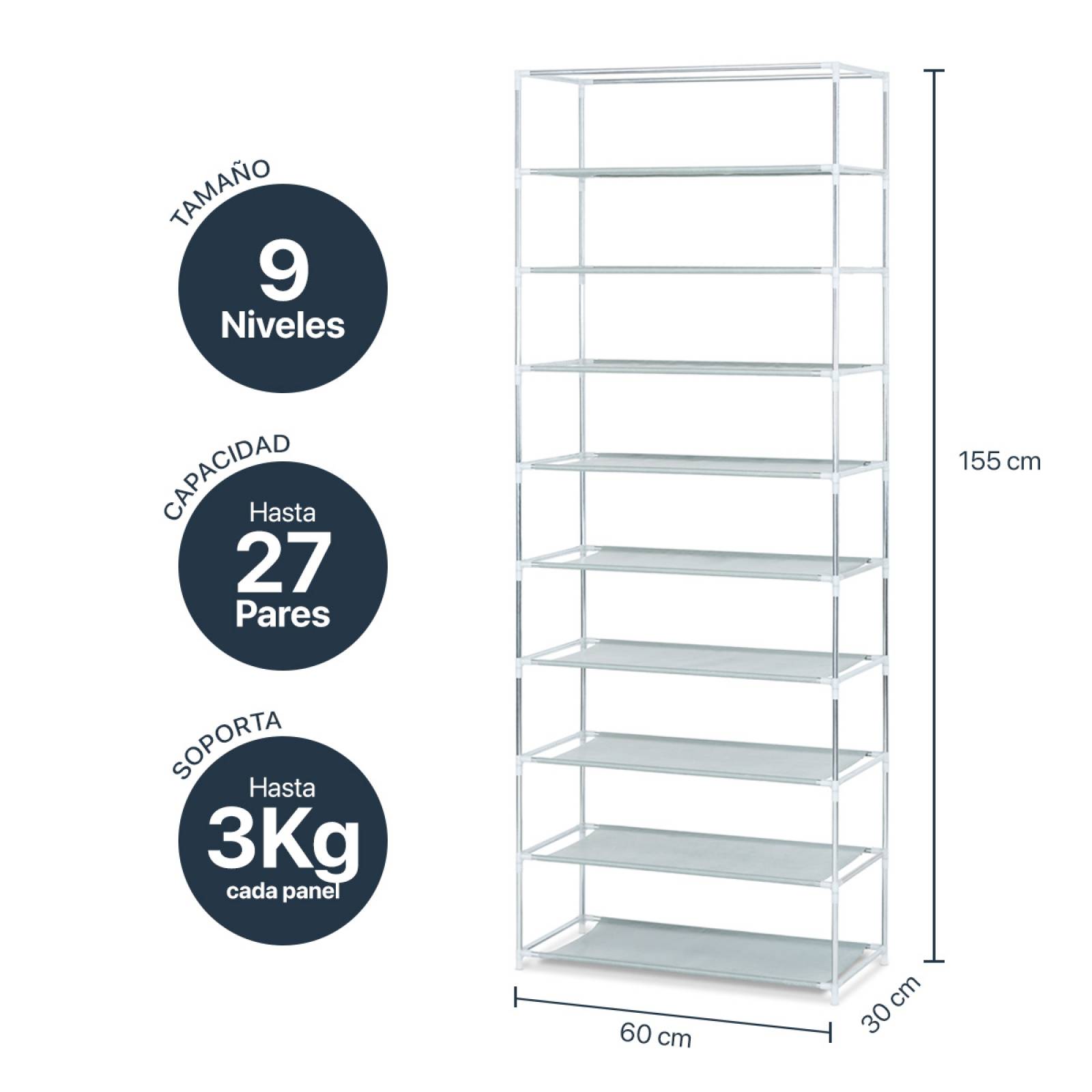 Zapatera Closet Organizador Zapatos 9 Niveles Hasta 27 Pares Negro ESQUIMAL