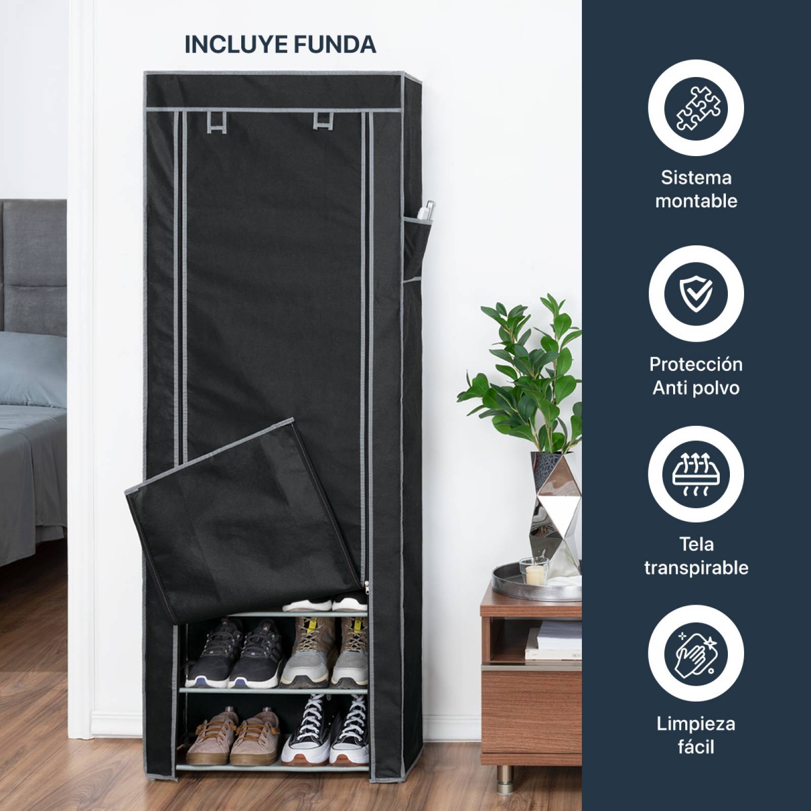 Zapatera Closet Organizador Zapatos 9 Niveles Hasta 27 Pares Negro ESQUIMAL