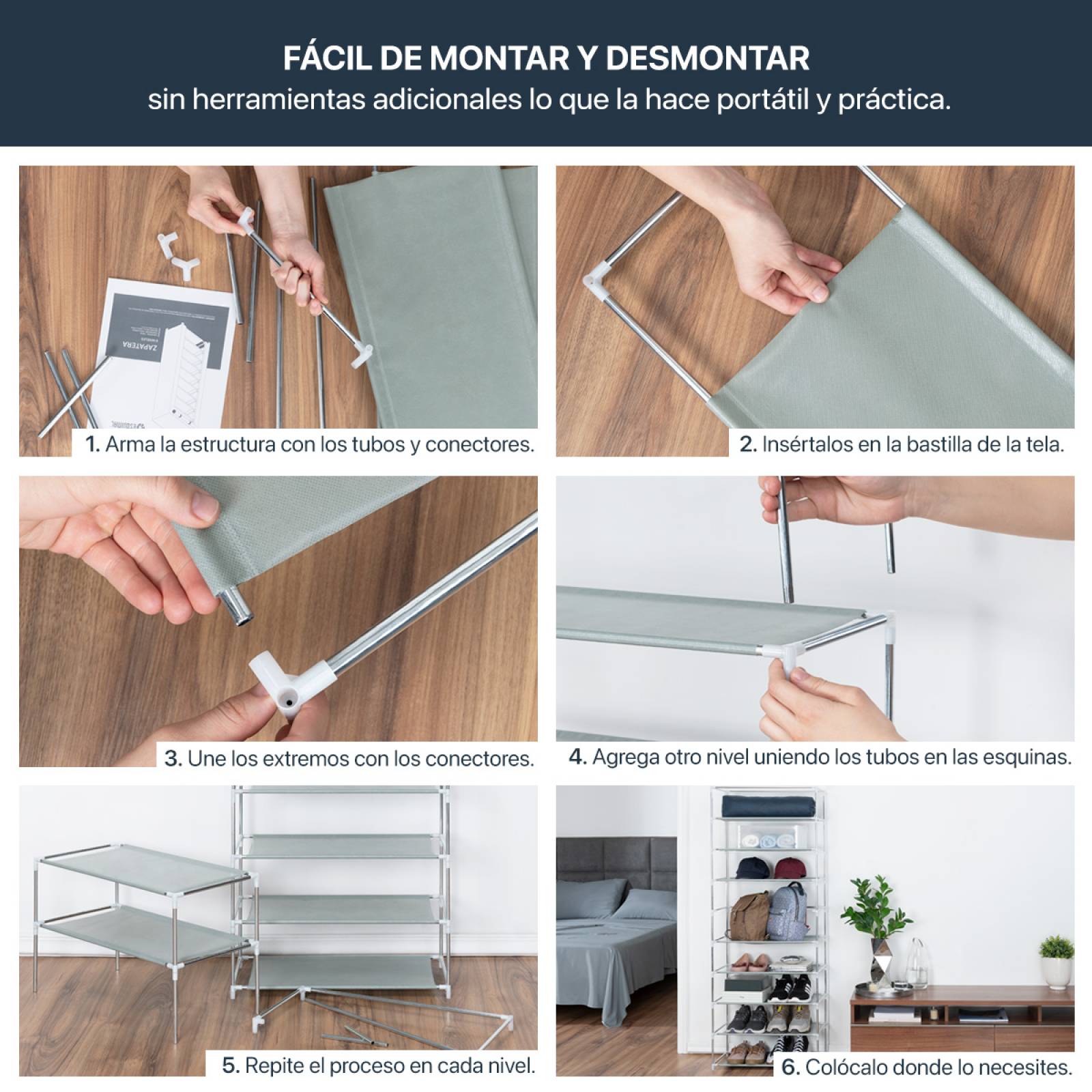 Zapatera Closet Organizador Zapatos 9 Niveles Hasta 27 Pares Negro ESQUIMAL