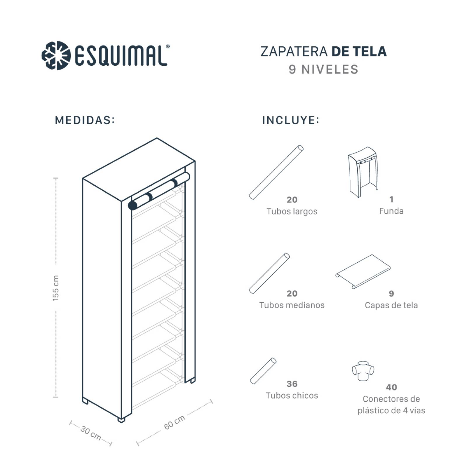 Zapatera Closet Organizador Zapatos 9 Niveles Hasta 27 Pares Negro ESQUIMAL