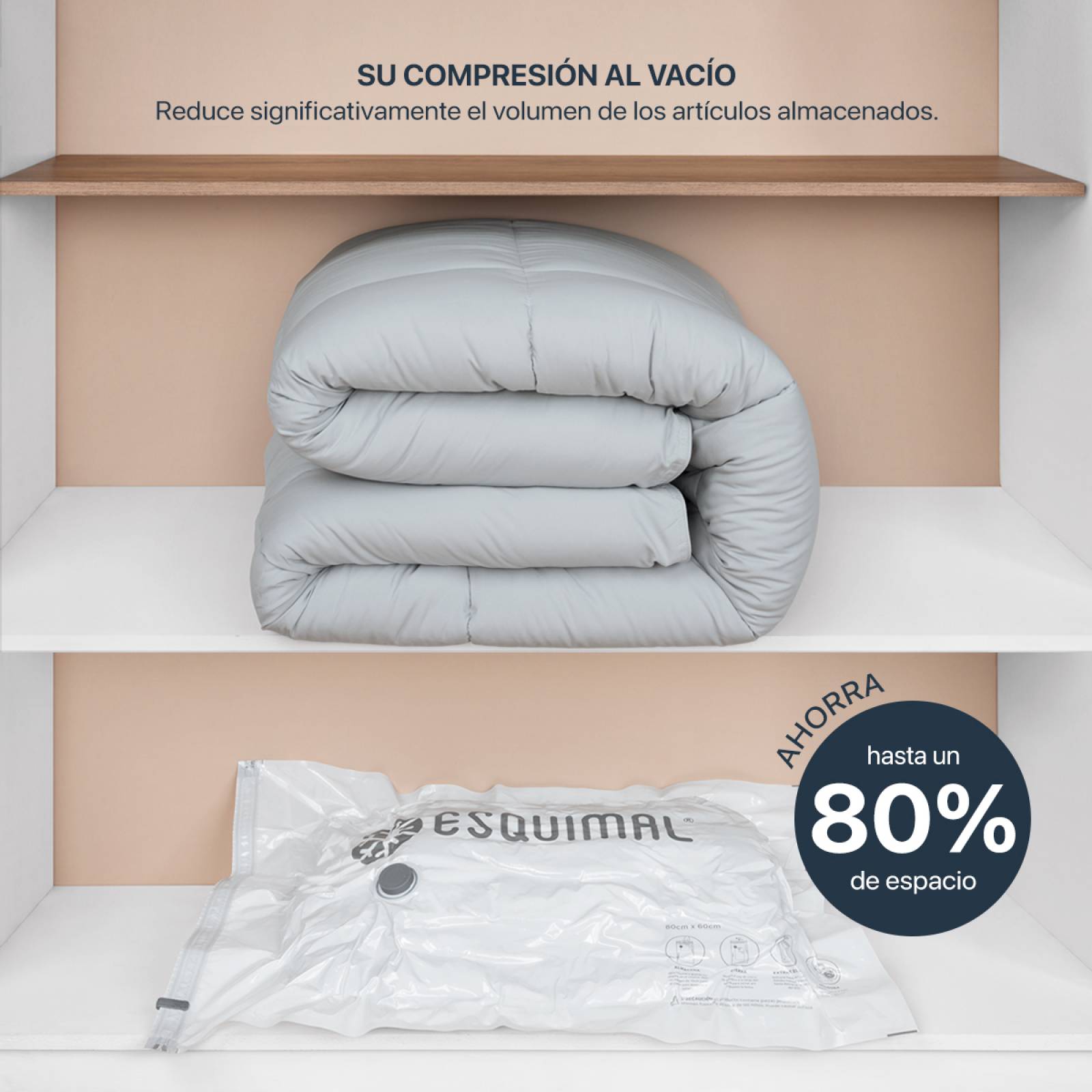 Bolsas de Almacenamiento al Vacío Set de 10 (Mixto) con Bomba de Aire - Reutilizables - Bolsas de Compresión para Empacar Ropa, Guardar Edredones, Cobertores ESQUIMAL.