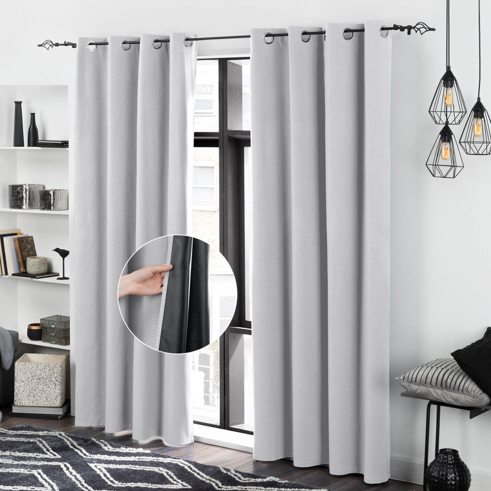 Cortinas 100% Blackout Textura Lino 2.80x2.20m Gris claro ESQUIMAL