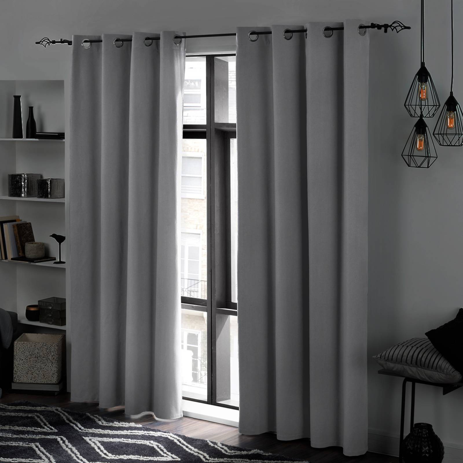 Cortinas 100% Blackout Textura Lino 2.80x2.20m Gris claro ESQUIMAL