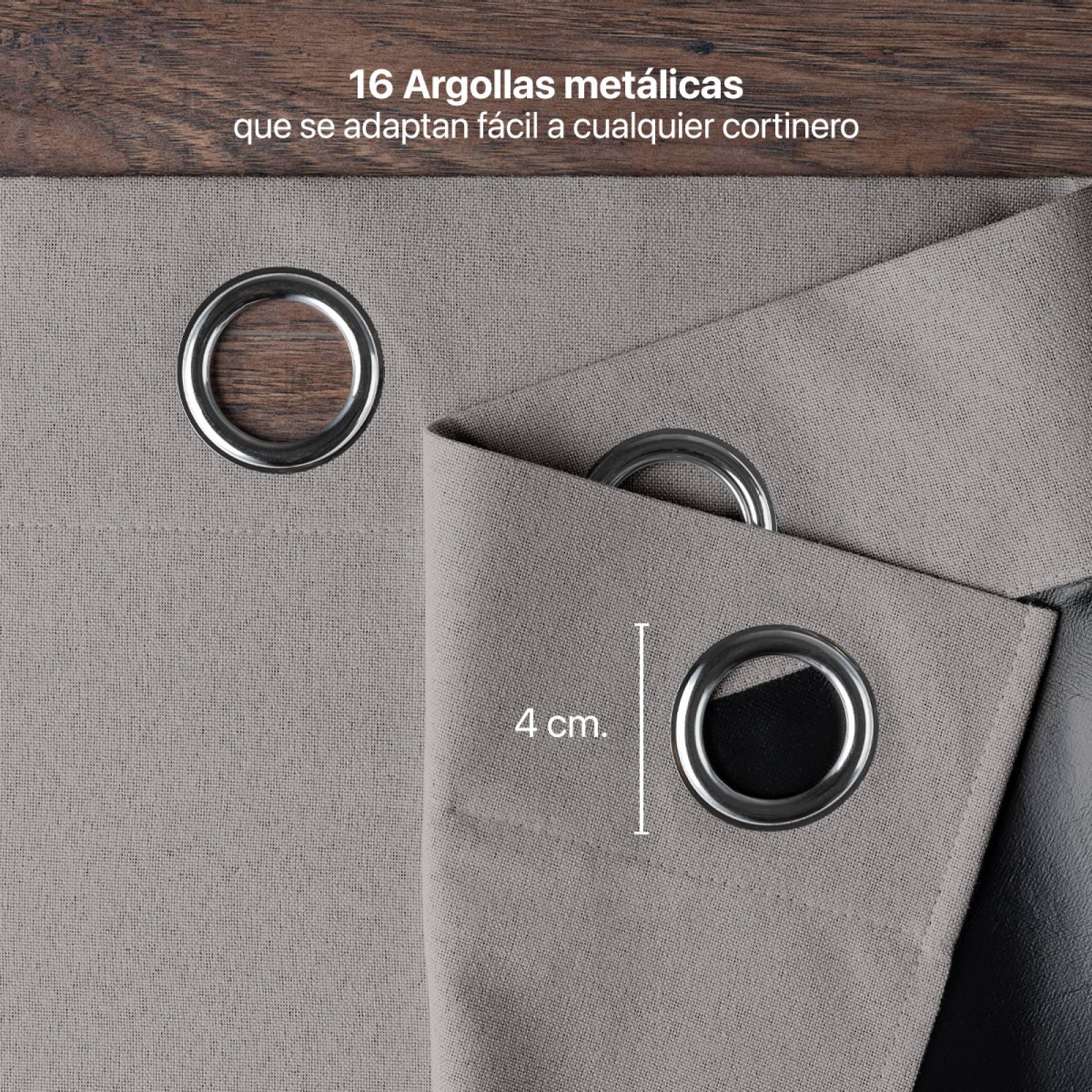 Cortinas 100% Blackout con Textura Lino 2.80x2.20m Gris oscuro ESQUIMAL