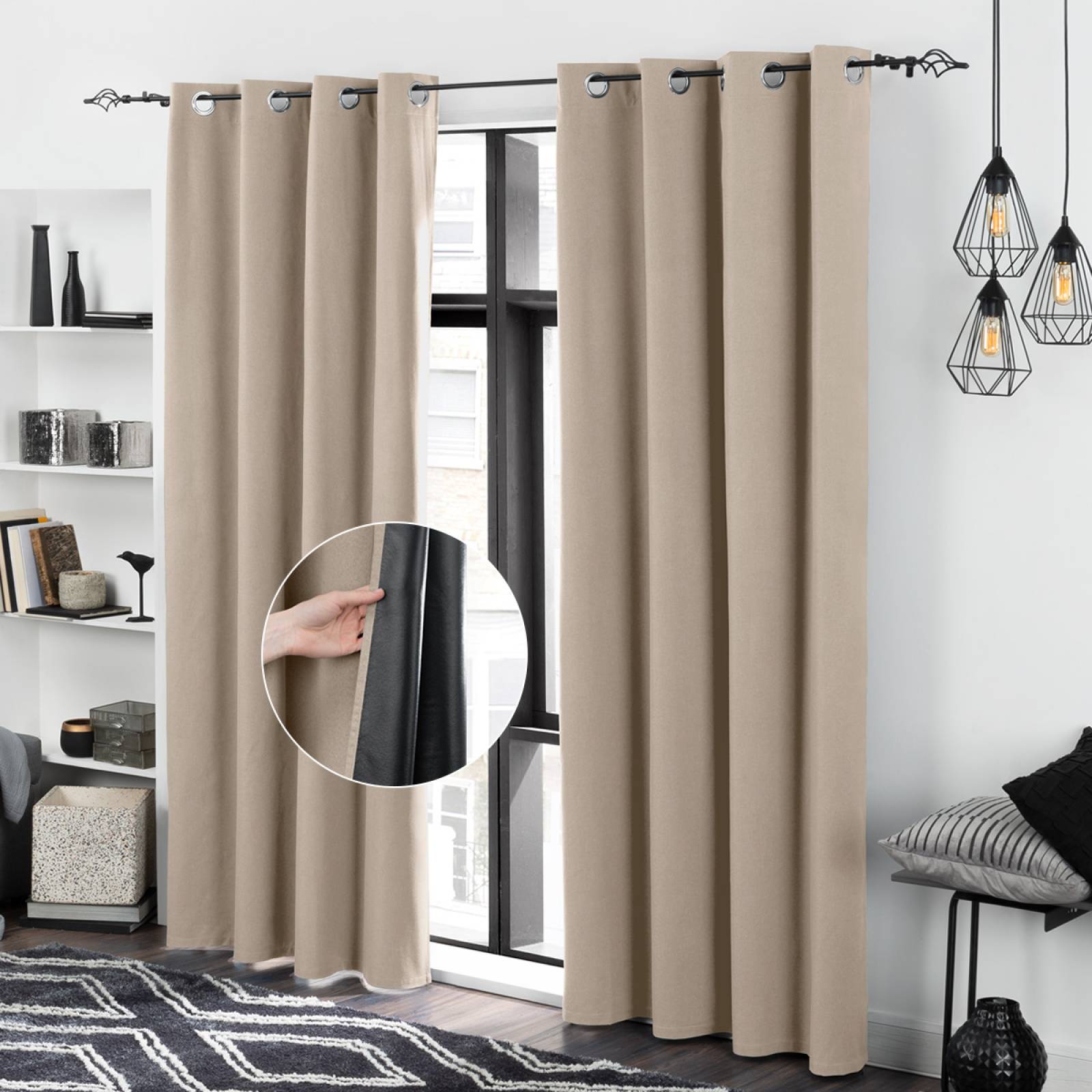 Cortinas 100% Blackout Textura Lino 2.80x2.20m Café ESQUIMAL