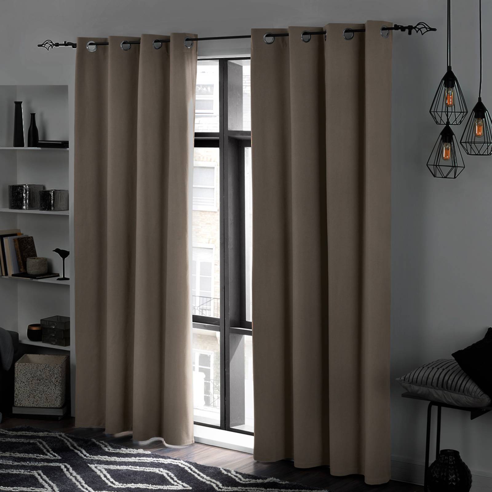 Cortinas 100% Blackout Textura Lino 2.80x2.20m Café ESQUIMAL