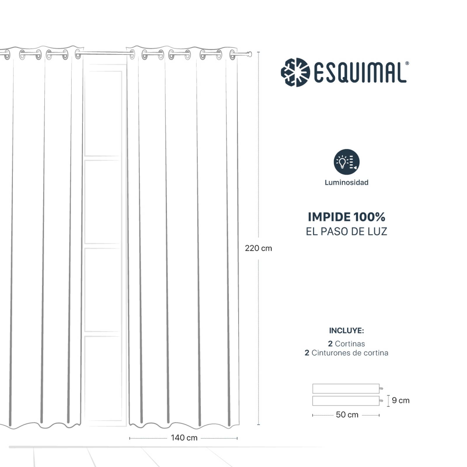 Cortinas 100% Blackout Textura Lino 2.80x2.20m Café ESQUIMAL