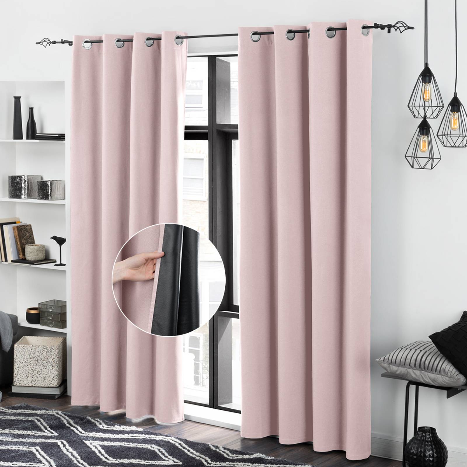 Cortinas 100% Blackout Textura Lino 2.80x2.20m Rosa ESQUIMAL