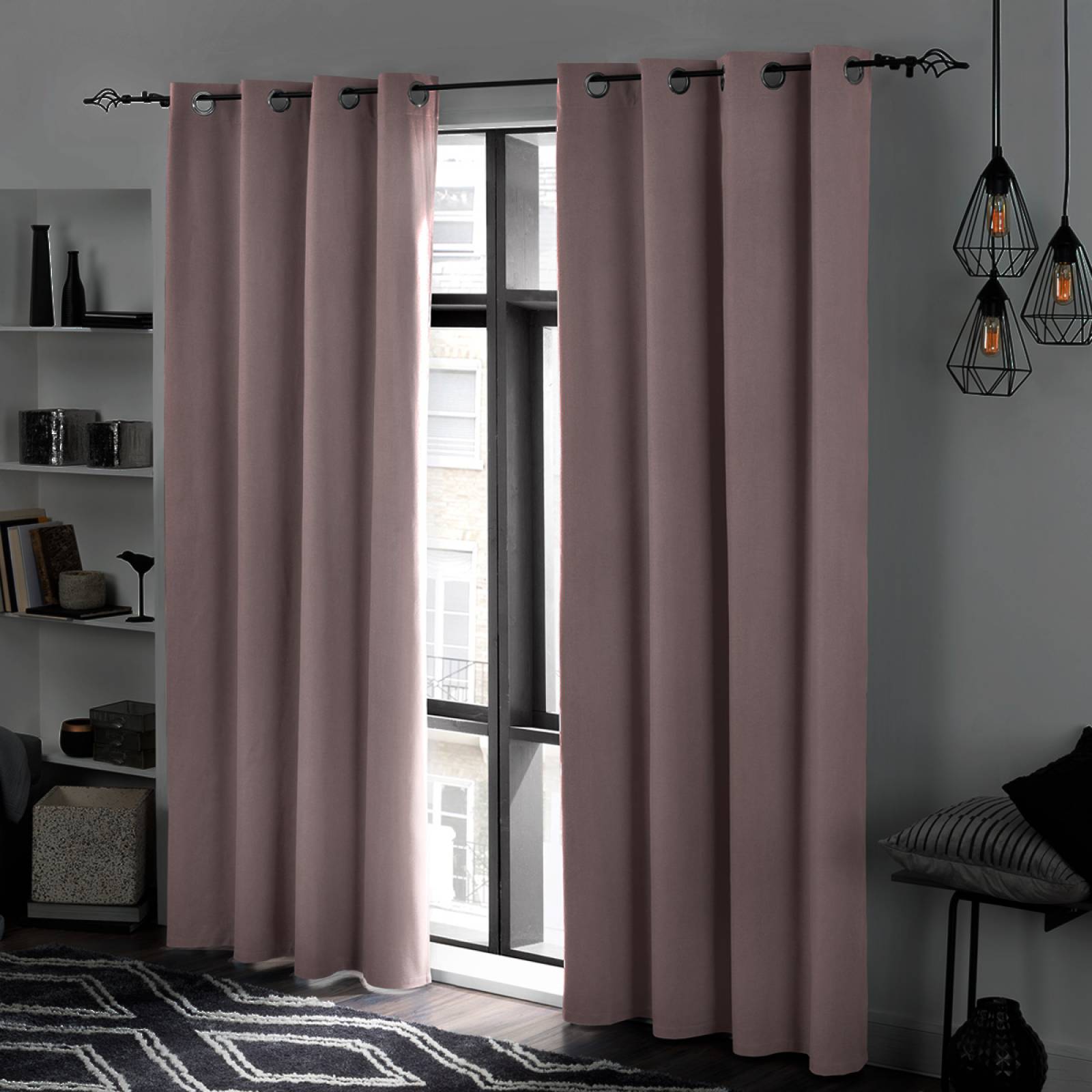 Cortinas 100% Blackout Textura Lino 2.80x2.20m Rosa ESQUIMAL