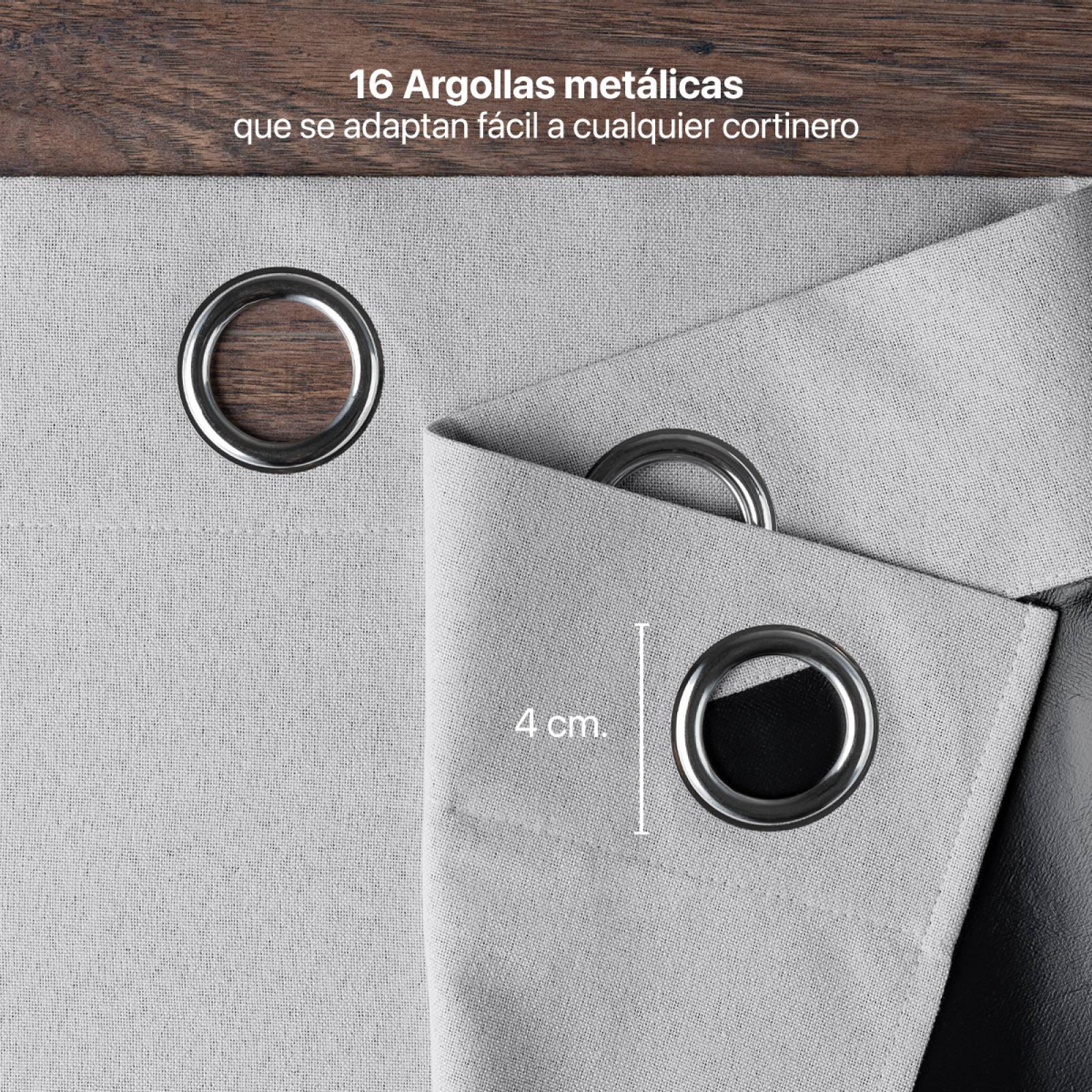 Cortinas 100% Blackout con Textura Lino 2.14x1.60m Gris claro ESQUIMAL.