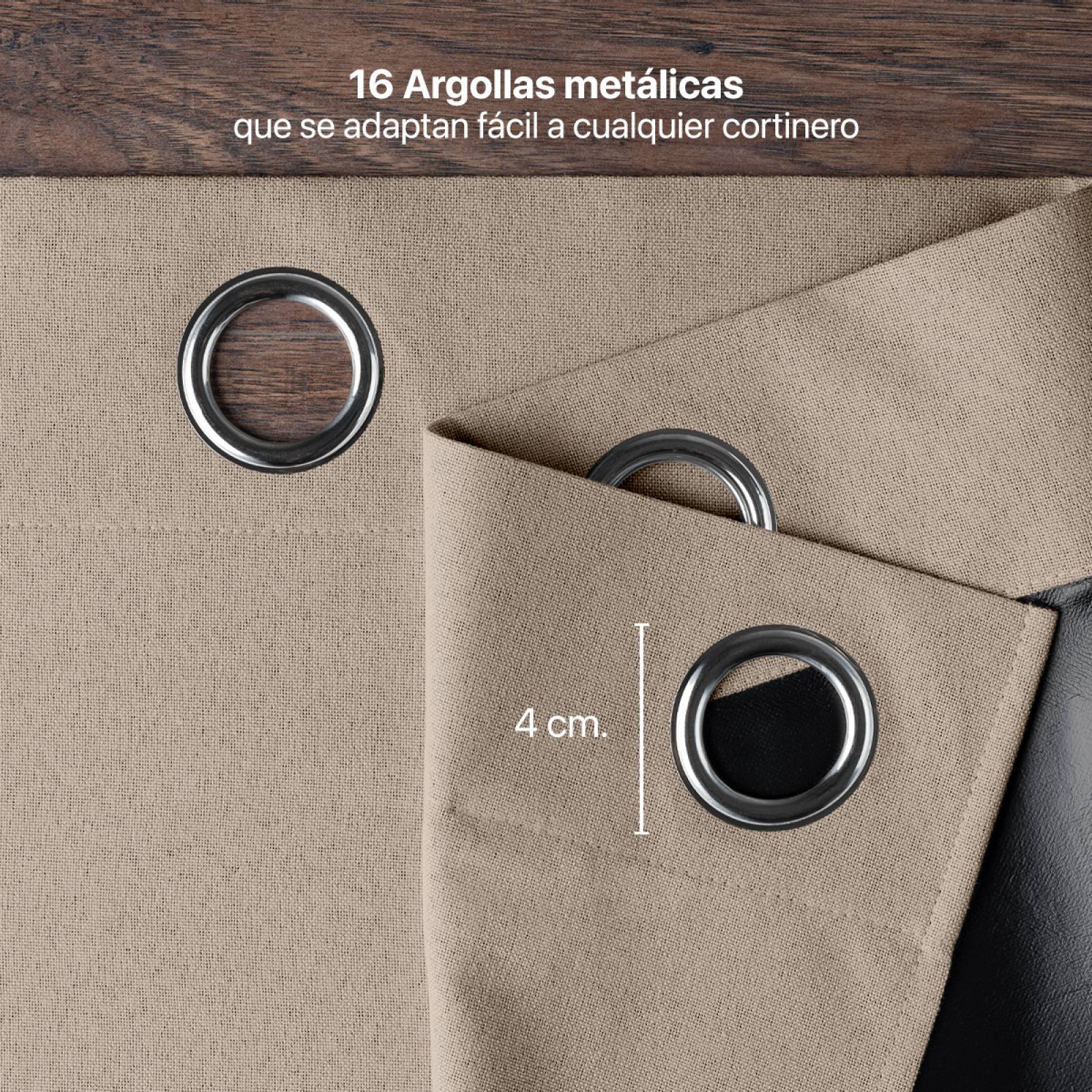 Cortinas 100% Blackout con Textura Lino 2.14x1.60m Café ESQUIMAL.