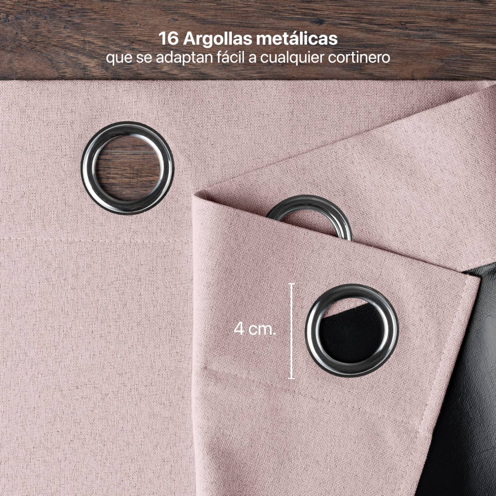 Cortinas 100% Blackout Textura Lino 2.14x1.60m Rosa ESQUIMAL