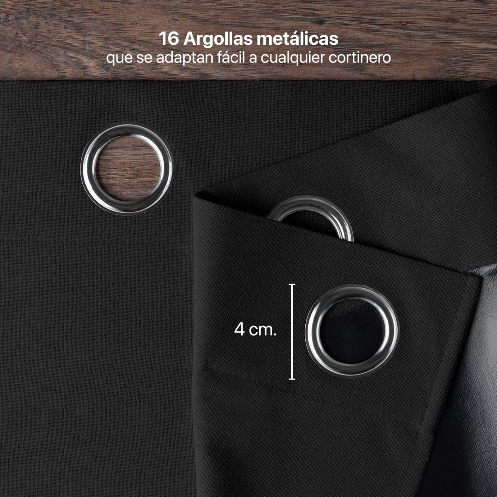 Cortinas 100% Blackout con Textura Lino 2.14x1.60m Negro ESQUIMAL