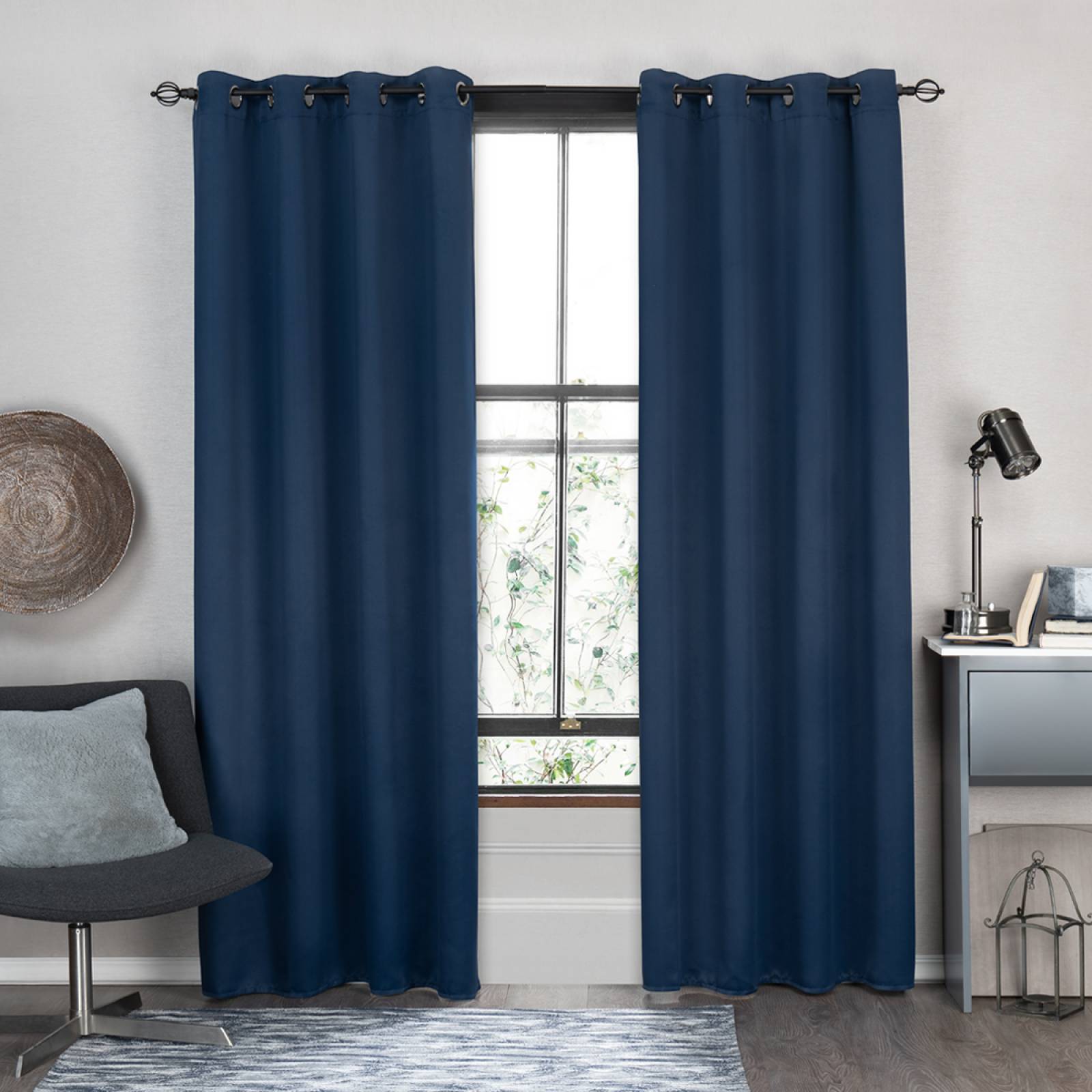 Cortinas Blackout 2.64m X 2.13m En 2 Paneles - Azul marino REAL TEXTIL