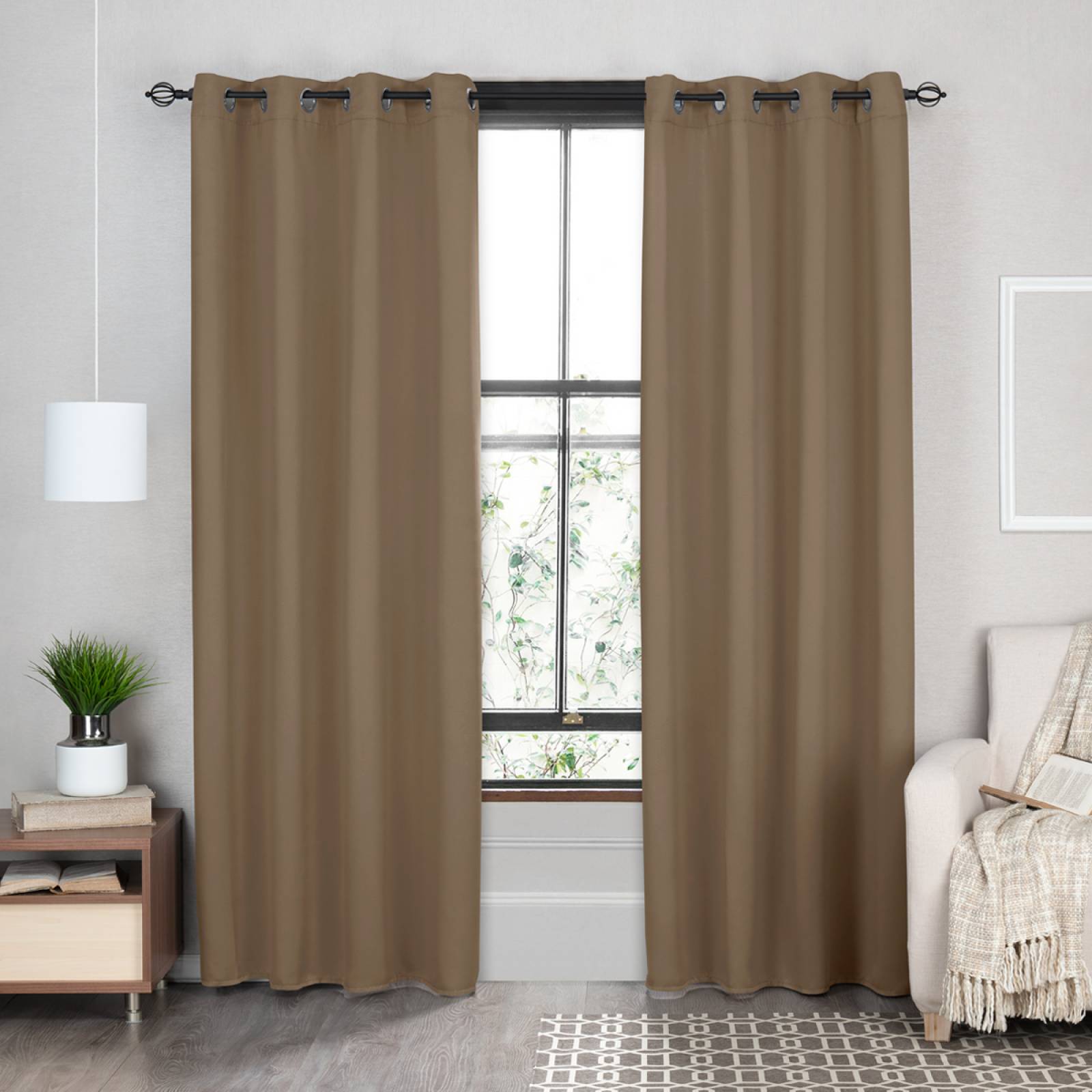 Cortinas Blackout 2.64m X 2.13m En 2 Paneles - Café nuez REAL TEXTIL