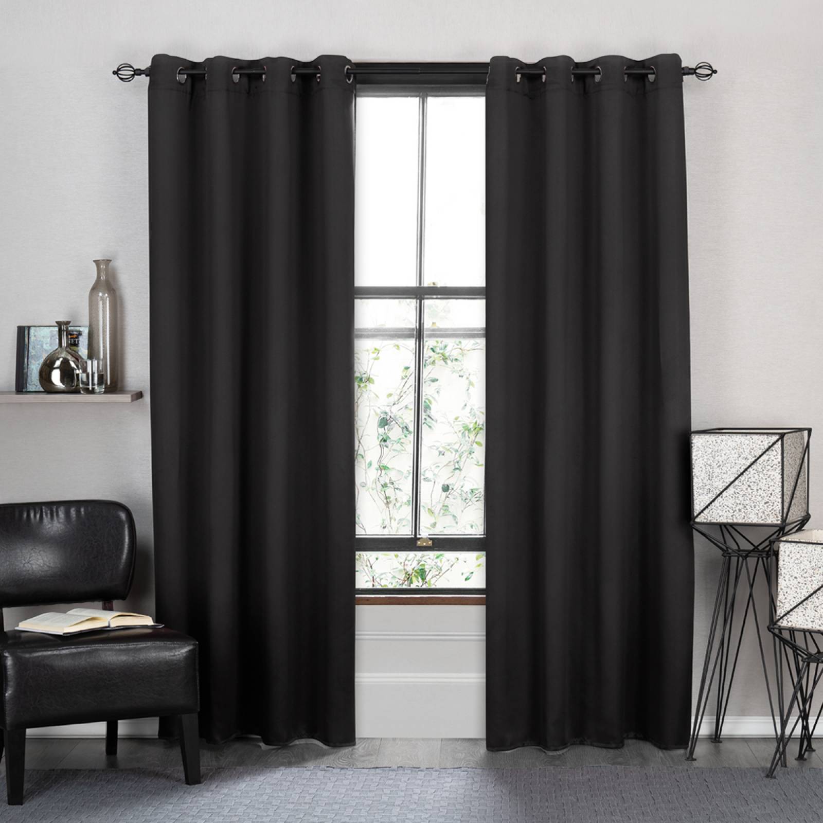 Cortinas Blackout 2.64m X 2.13m En 2 Paneles - Negro REAL TEXTIL
