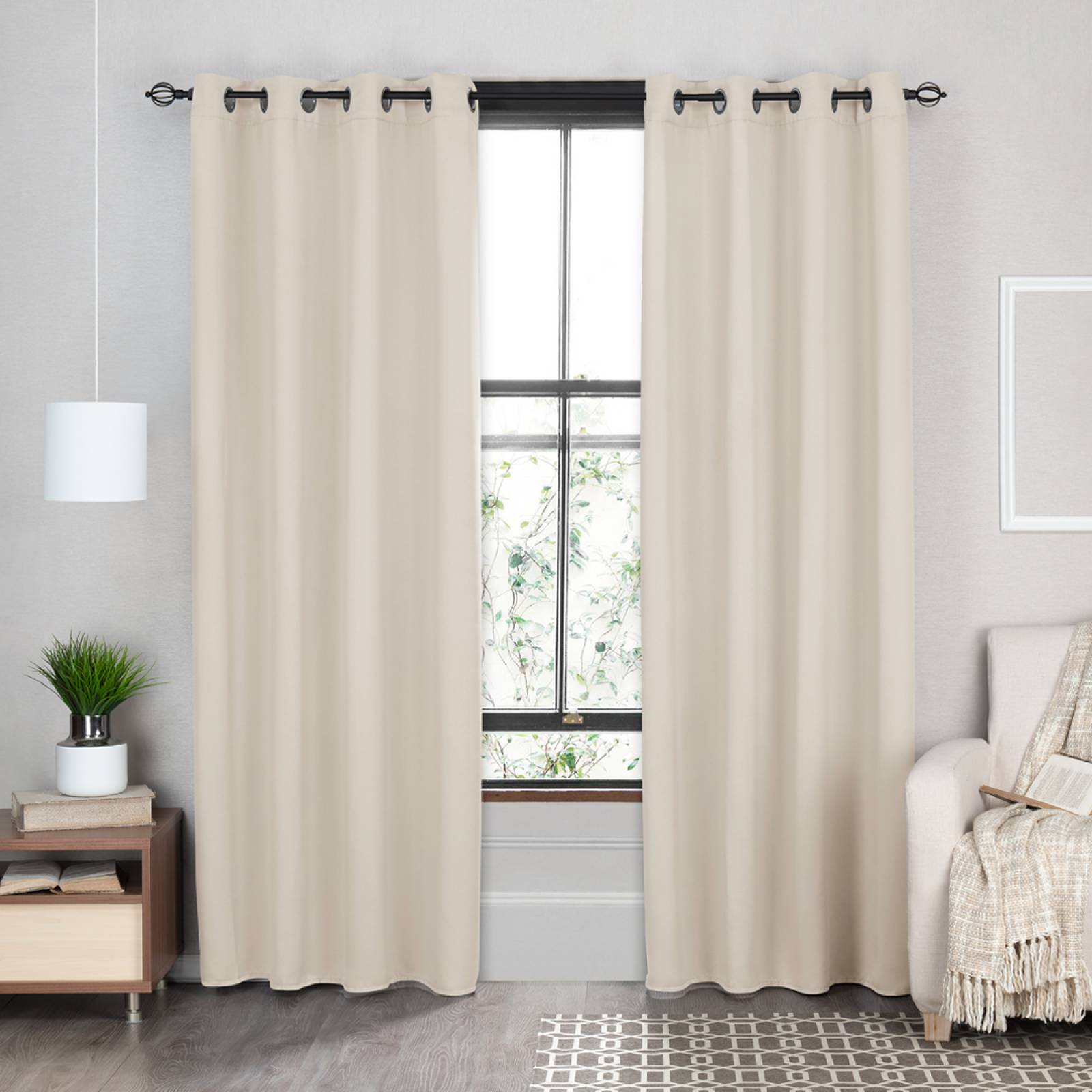 Cortinas Blackout 2.64m X 2.13m En 2 Paneles - Crema REAL TEXTIL