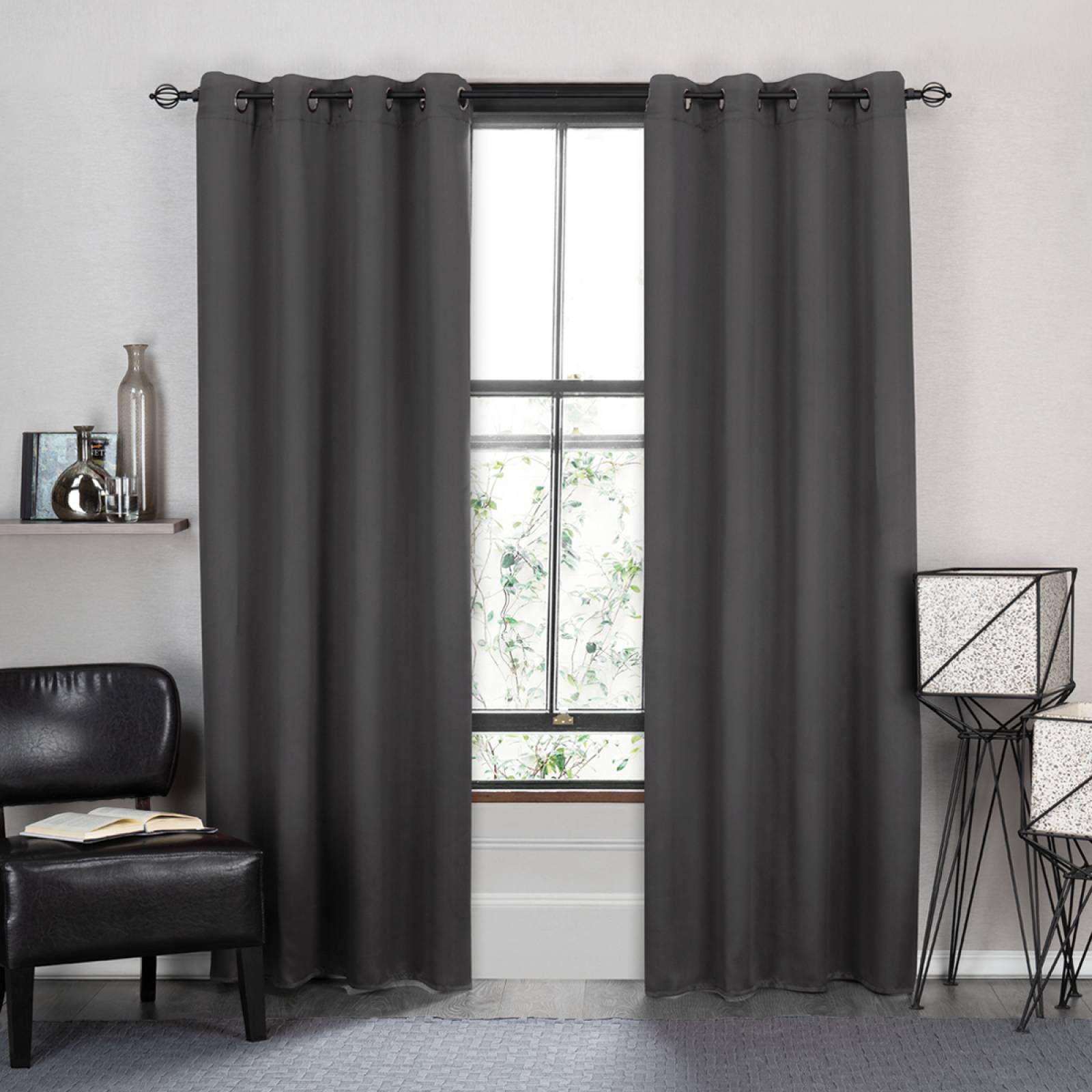 Cortinas Blackout 2.64m X 2.13m En 2 Paneles - Gris oxford REAL TEXTIL