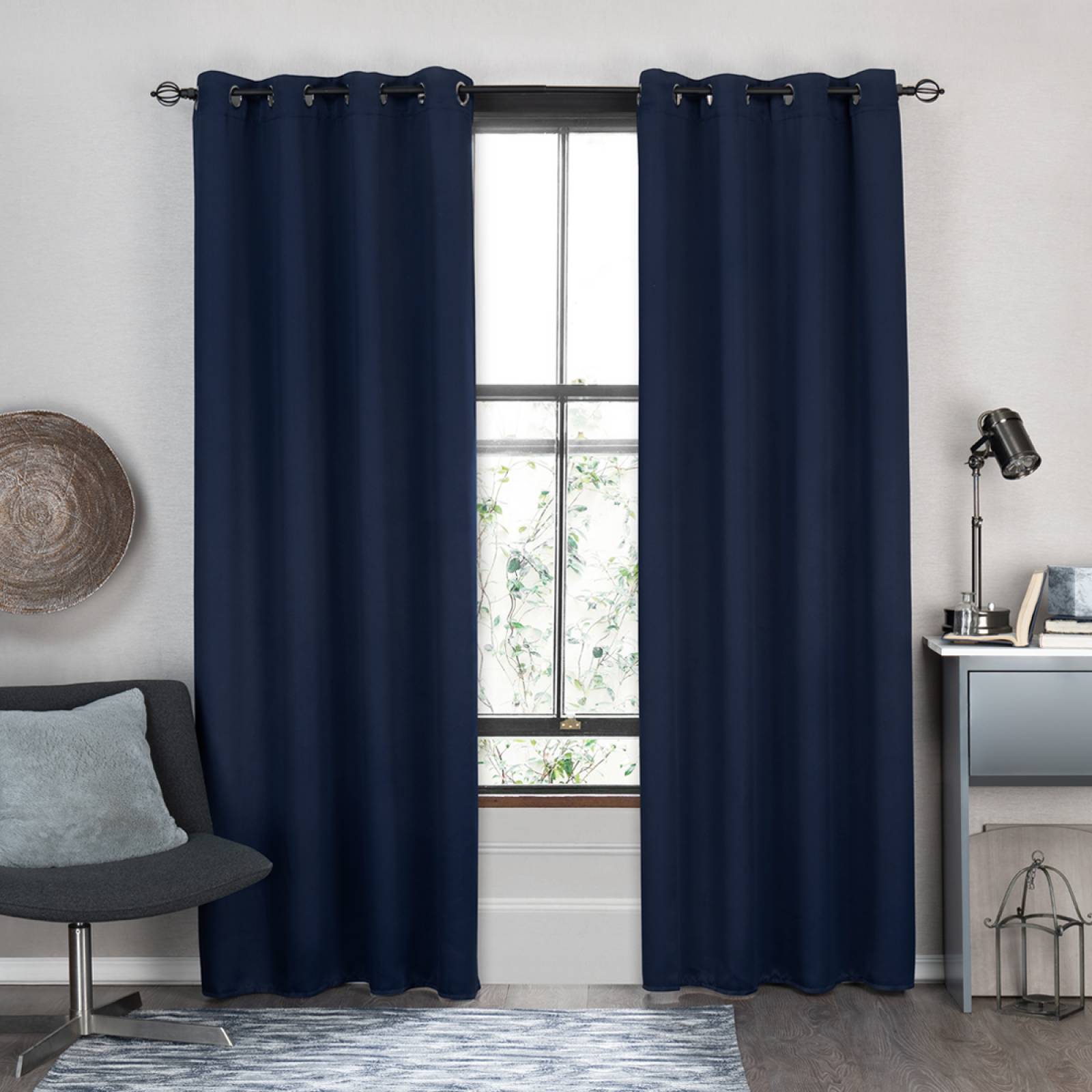Cortinas Blackout 2.64m X 2.13m En 2 Paneles - Azul oscuro REAL TEXTIL