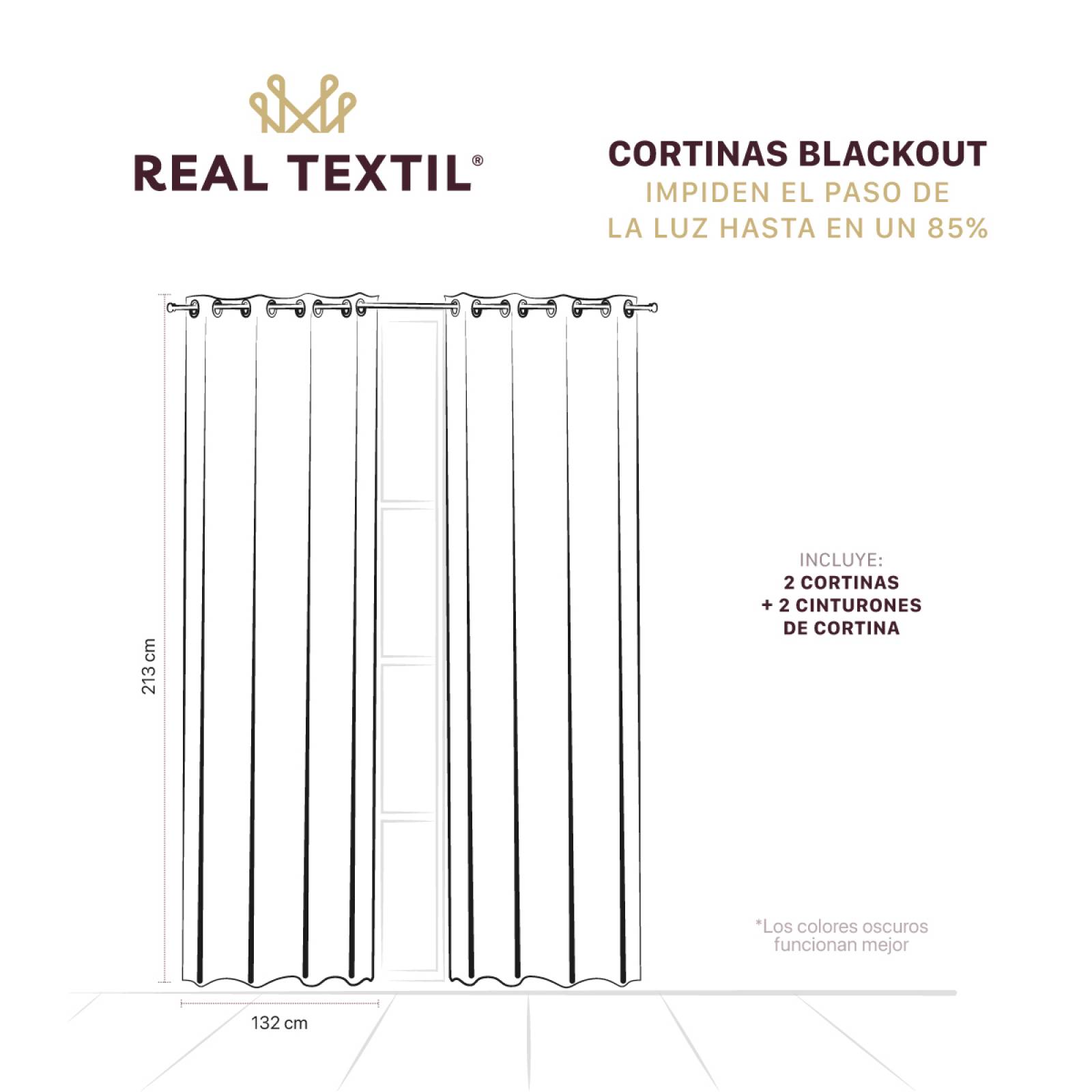 Cortinas Blackout 2.64m X 2.13m En 2 Paneles - Azul oscuro REAL TEXTIL
