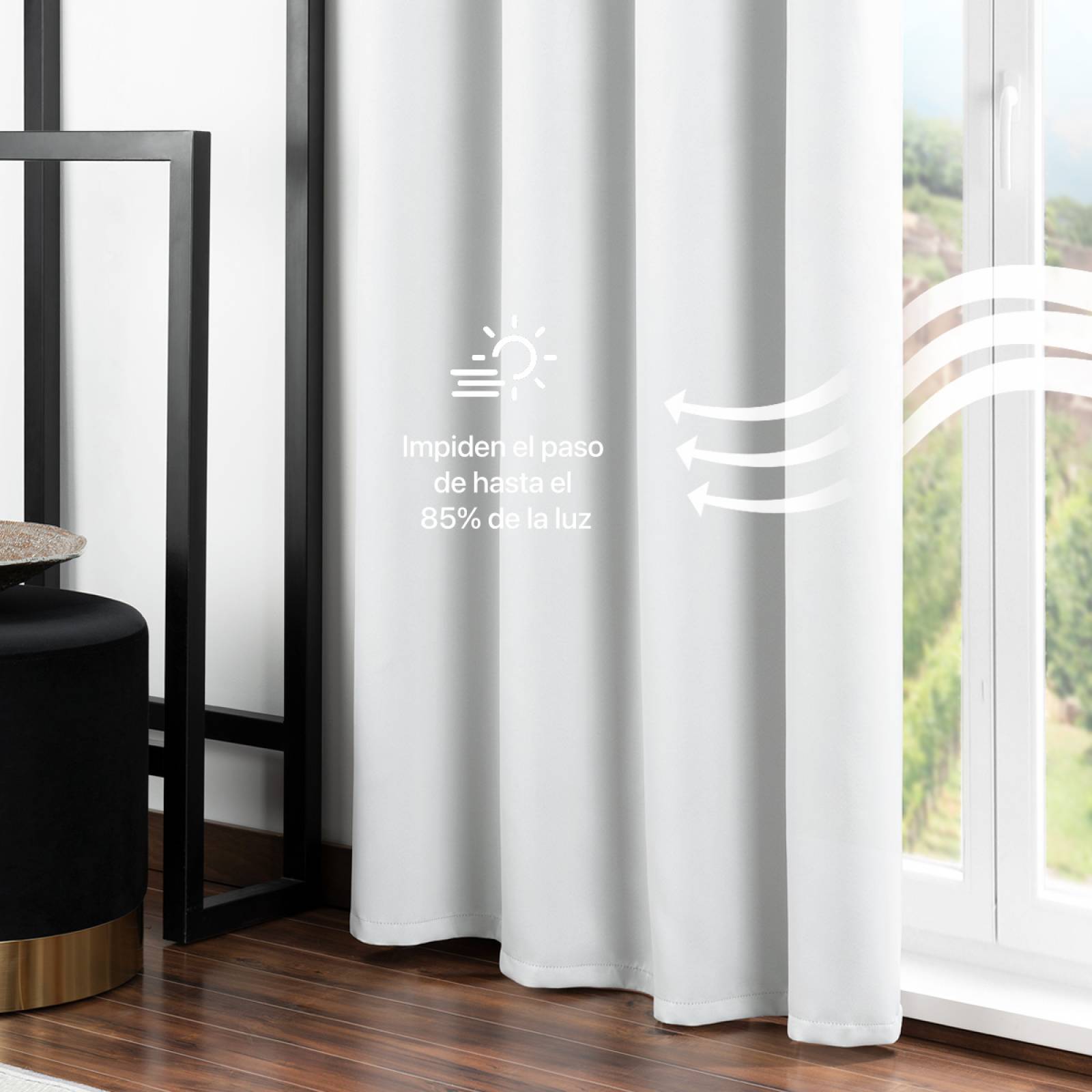 Cortina Blackout 2.80x2.20m - 2 Paneles Blanca REAL TEXTIL