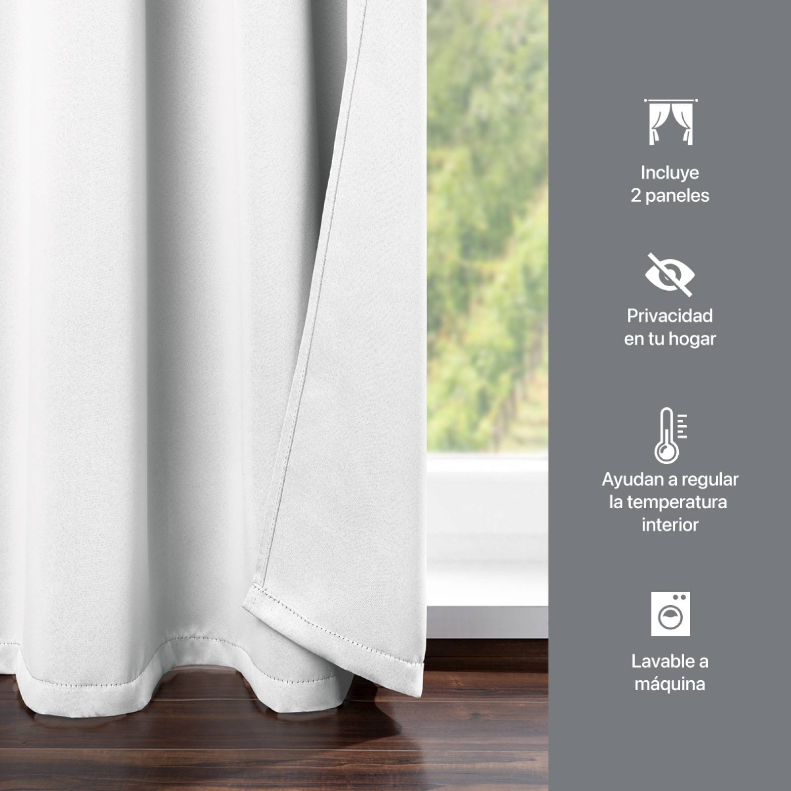 Cortina Blackout 2.80x2.20m - 2 Paneles Blanca REAL TEXTIL