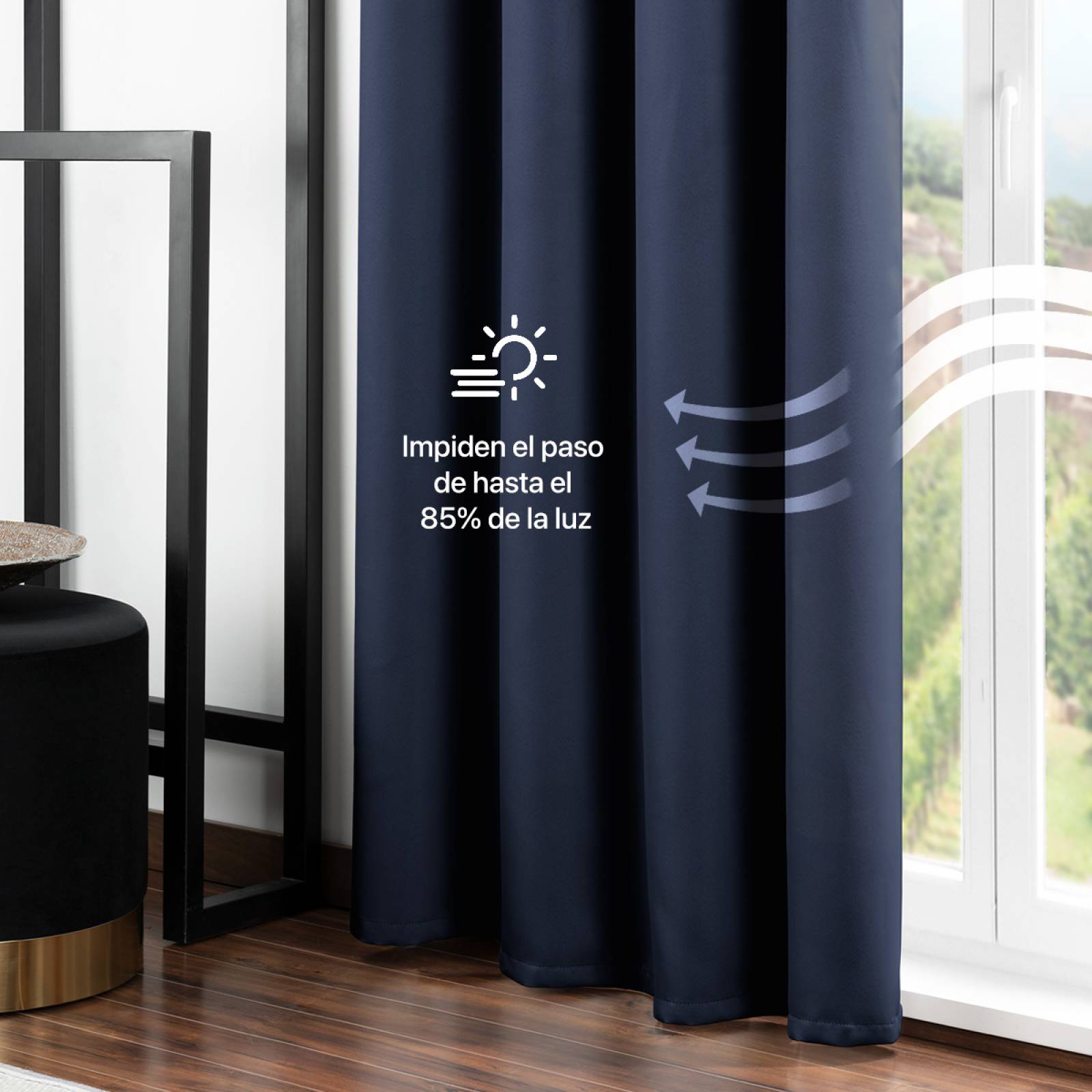 Cortina Blackout 2.80x2.20m - 2 Paneles Azul marino REAL TEXTIL