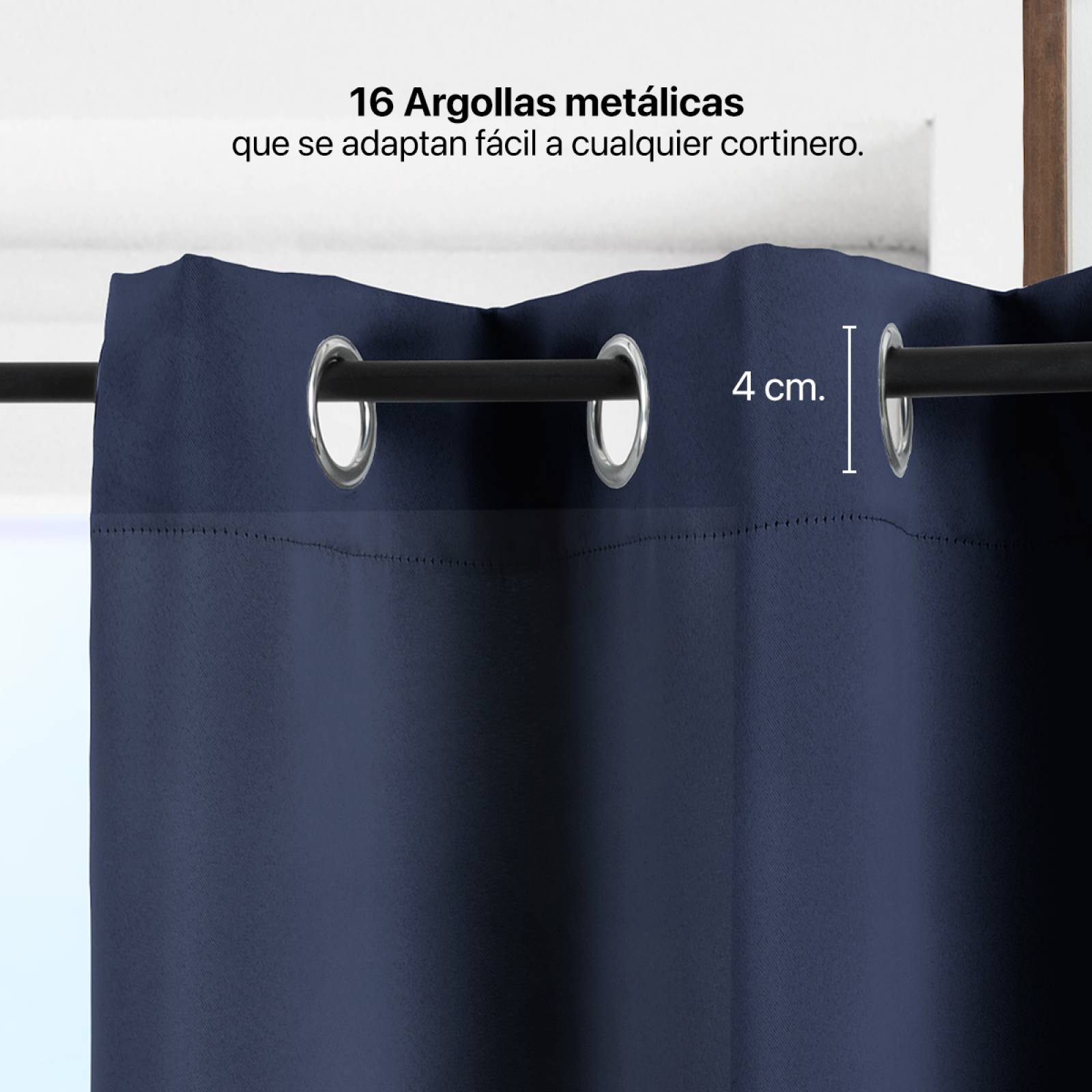 Cortina Blackout 2.80x2.20m - 2 Paneles Azul marino REAL TEXTIL