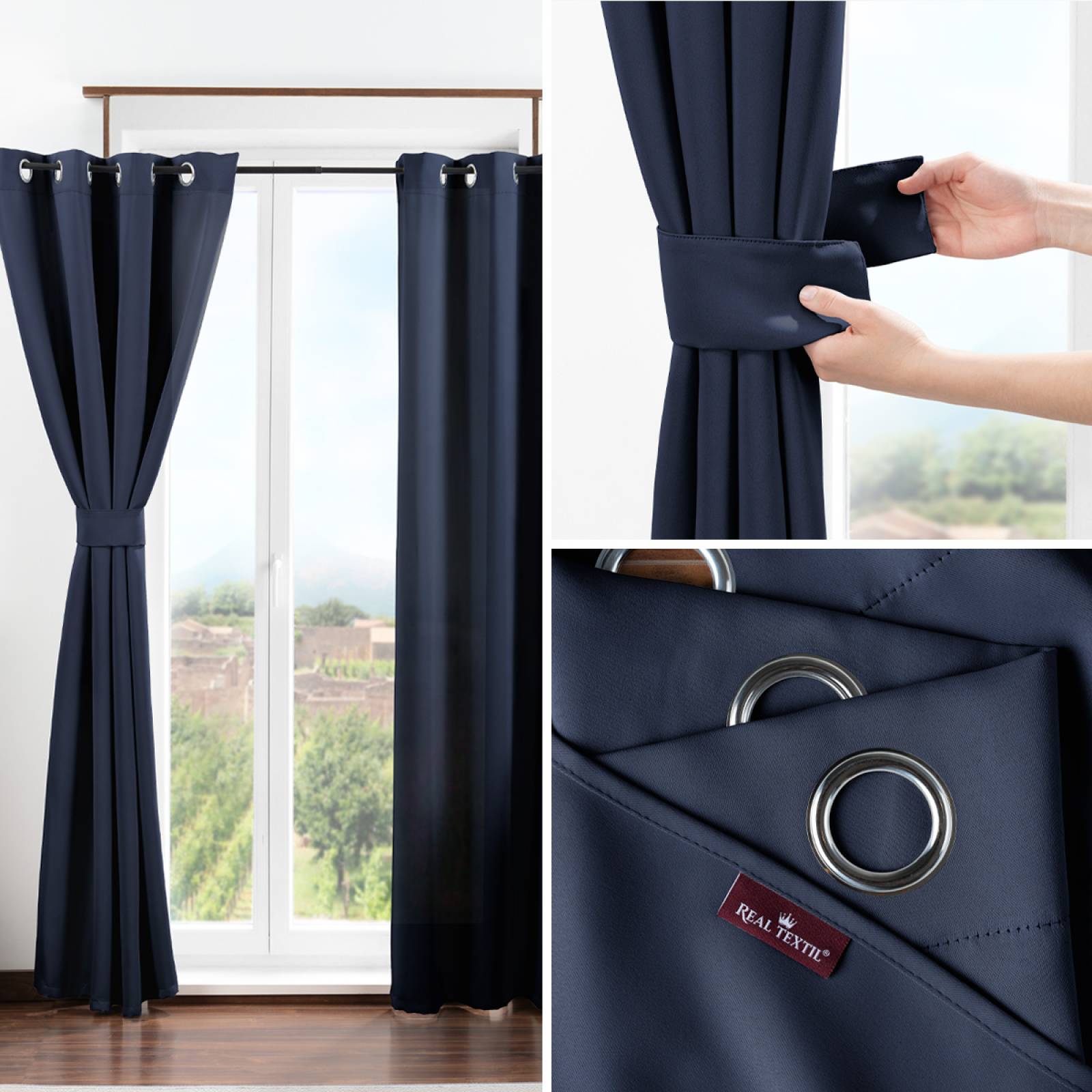 Cortina Blackout 2.80x2.20m - 2 Paneles Azul marino REAL TEXTIL