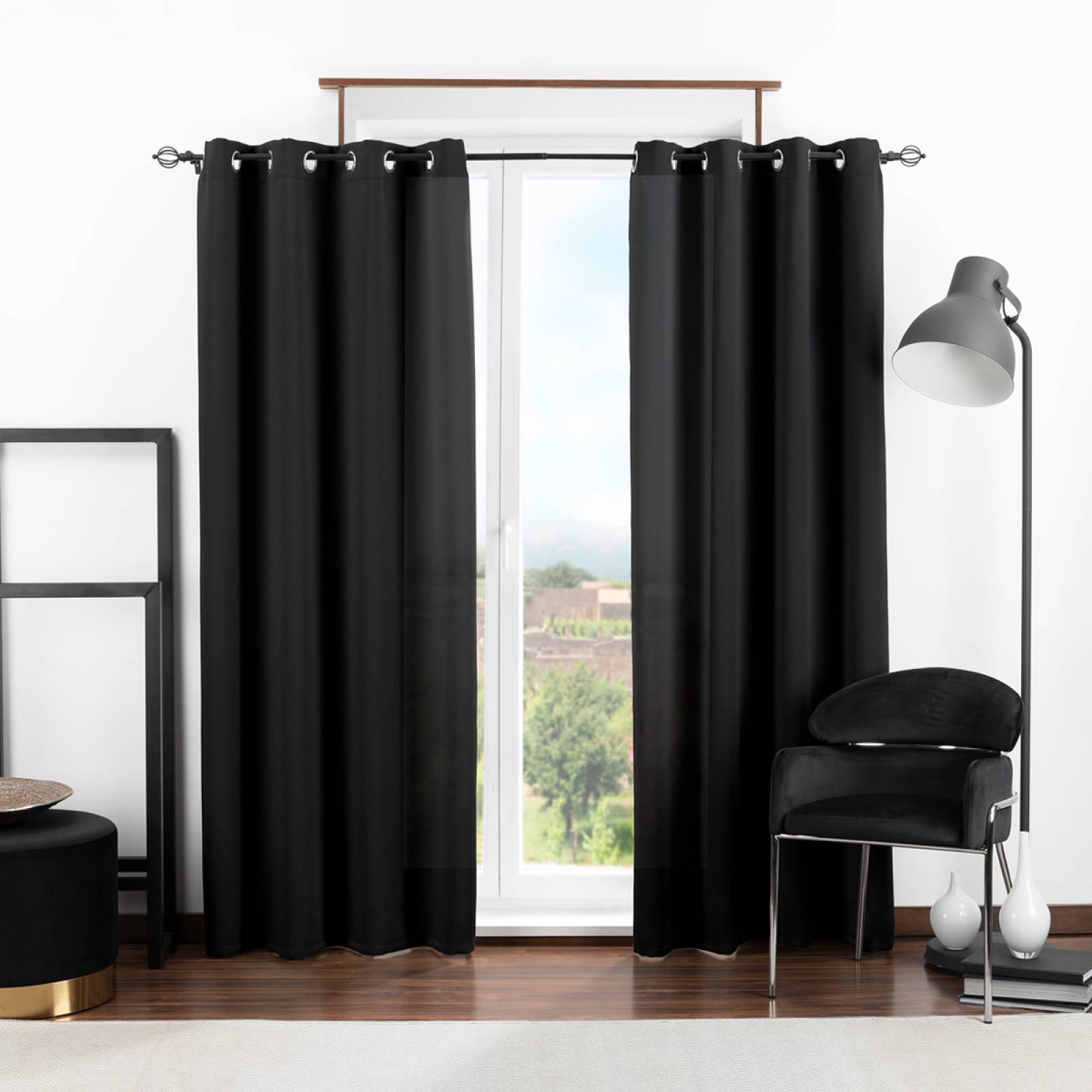 Cortina Blackout 2.80x2.20m - 2 Paneles Negro REAL TEXTIL