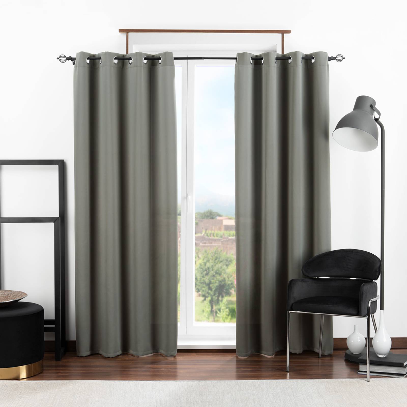 Cortina Blackout 2.80x2.20m - 2 Paneles Gris oscuro REAL TEXTIL