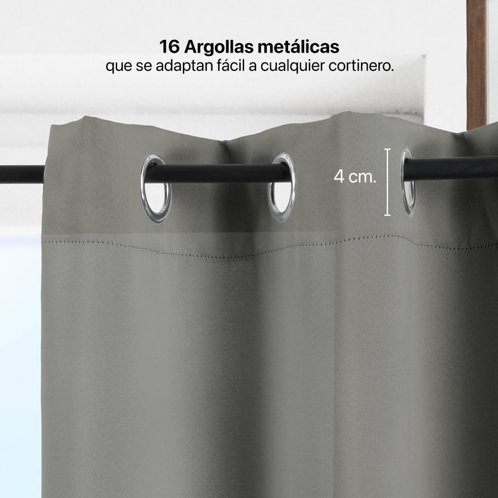 Cortina Blackout 2.80x2.20m - 2 Paneles Gris oscuro REAL TEXTIL