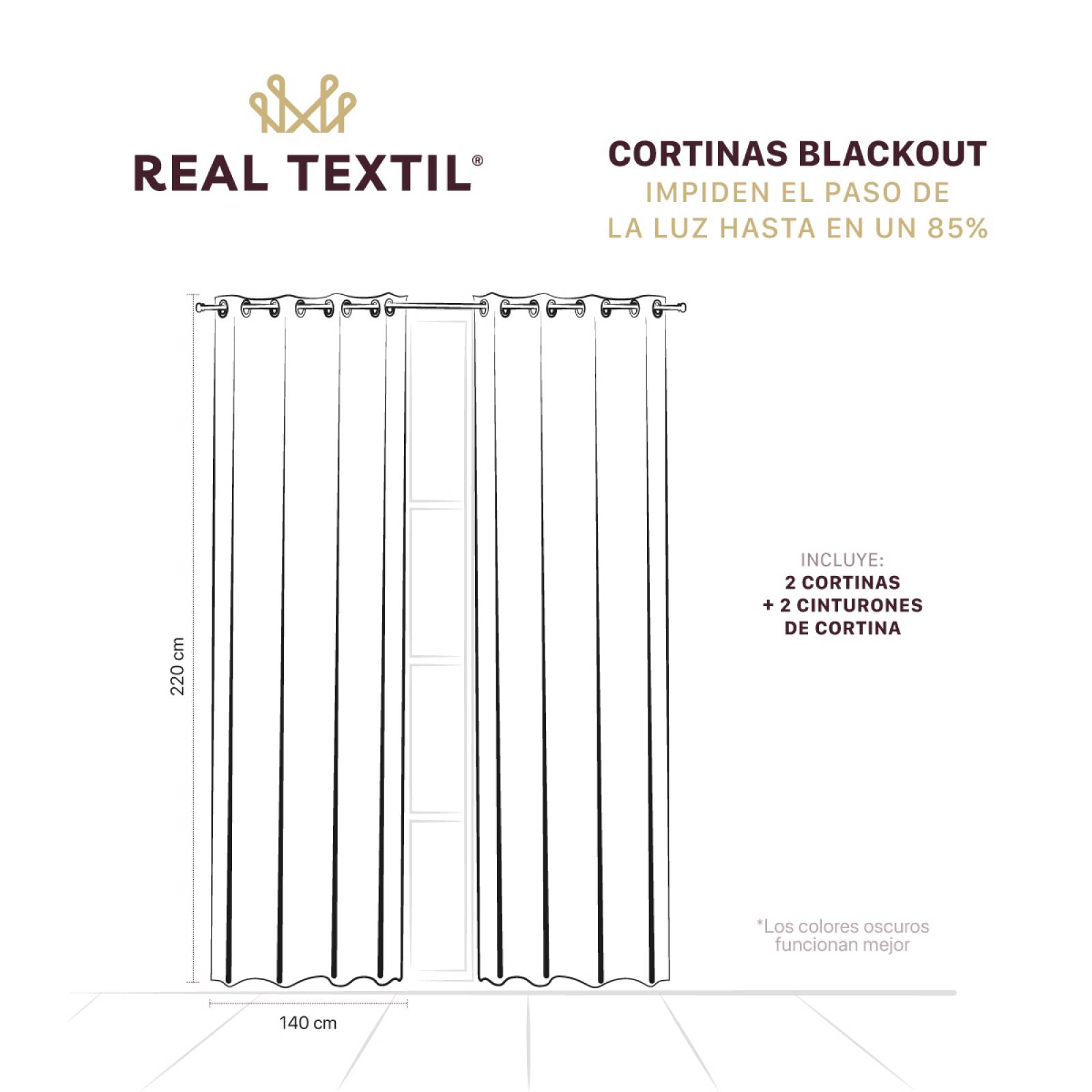 Cortina Blackout 2.80x2.20m - 2 Paneles Gris oscuro REAL TEXTIL