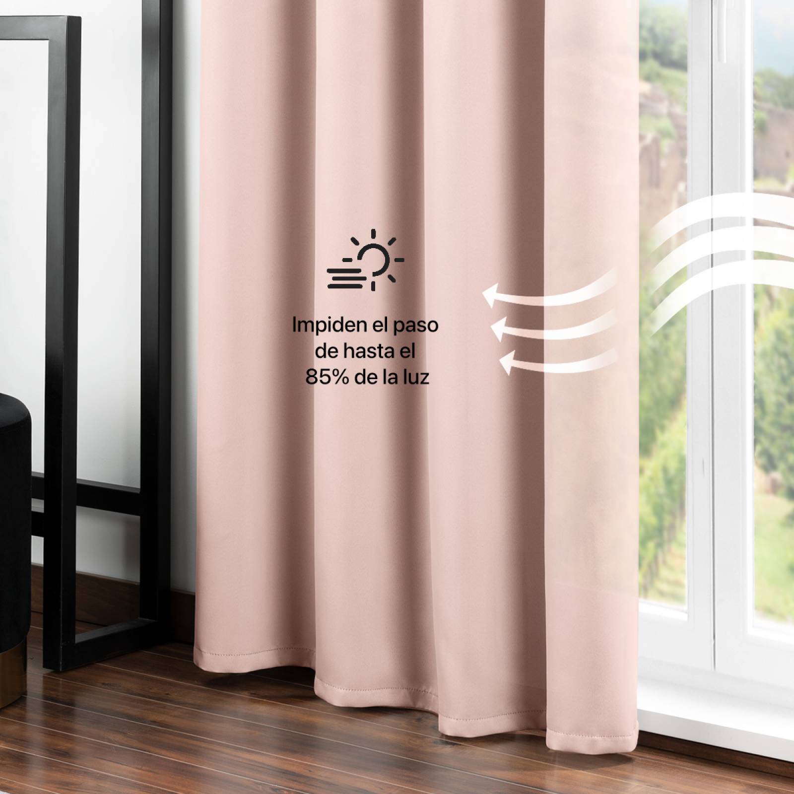 Cortina Blackout 2.74x2.13m - 2 Paneles Rosa REAL TEXTIL