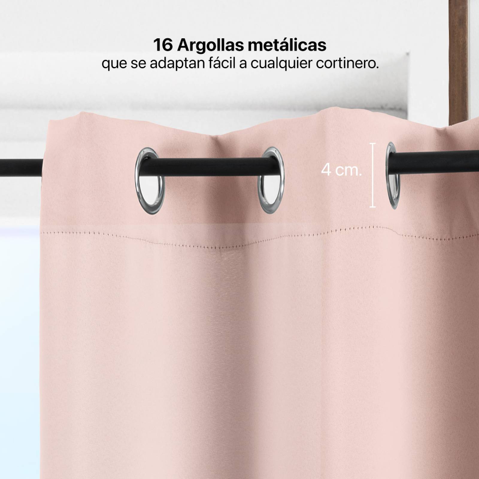 Cortina Blackout 2.74x2.13m - 2 Paneles Rosa REAL TEXTIL