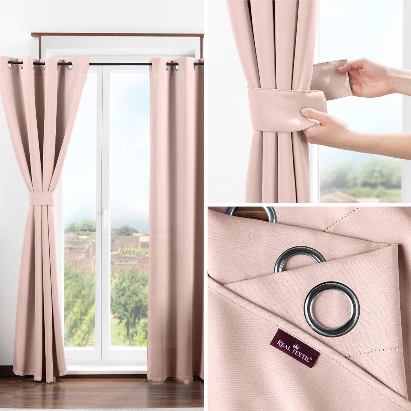 Cortina Blackout 2.74x2.13m - 2 Paneles Rosa REAL TEXTIL